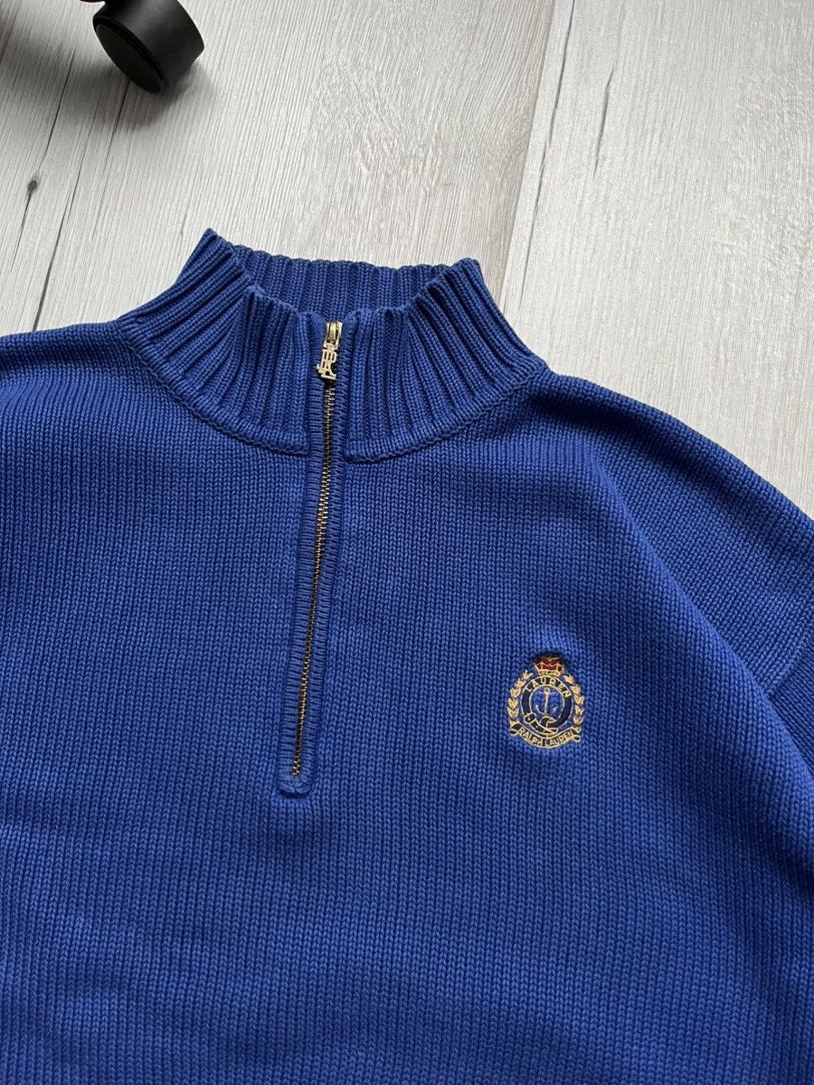 Lauren Ralph Lauren × Polo Ralph Lauren × Vintage LRL Lauren Ralph Lauren 1/3 Quarter Zip Knit Blue Sweater Size US M / EU 48-50 / 2 - 4 Thumbnail