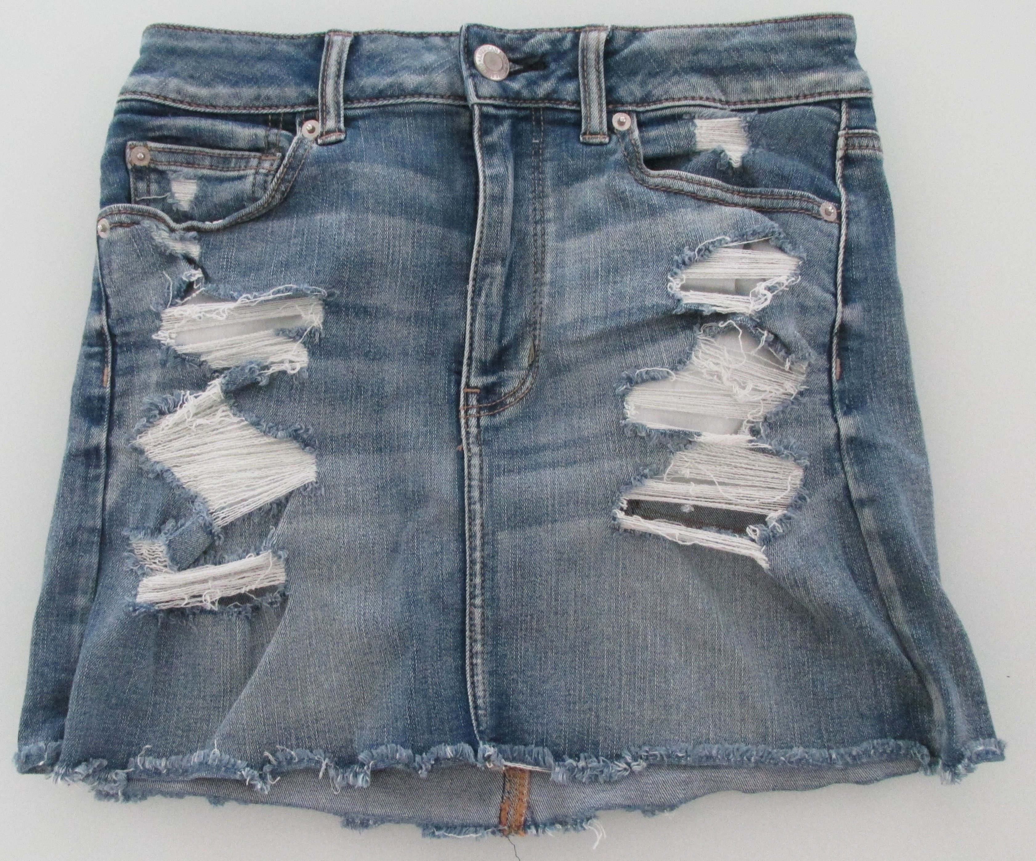 American Eagle Outfitters American Eagle Stretch Denim Distressed Skirts Size 6 Size 28" / US 6 / IT 42 - 1 Thumbnail