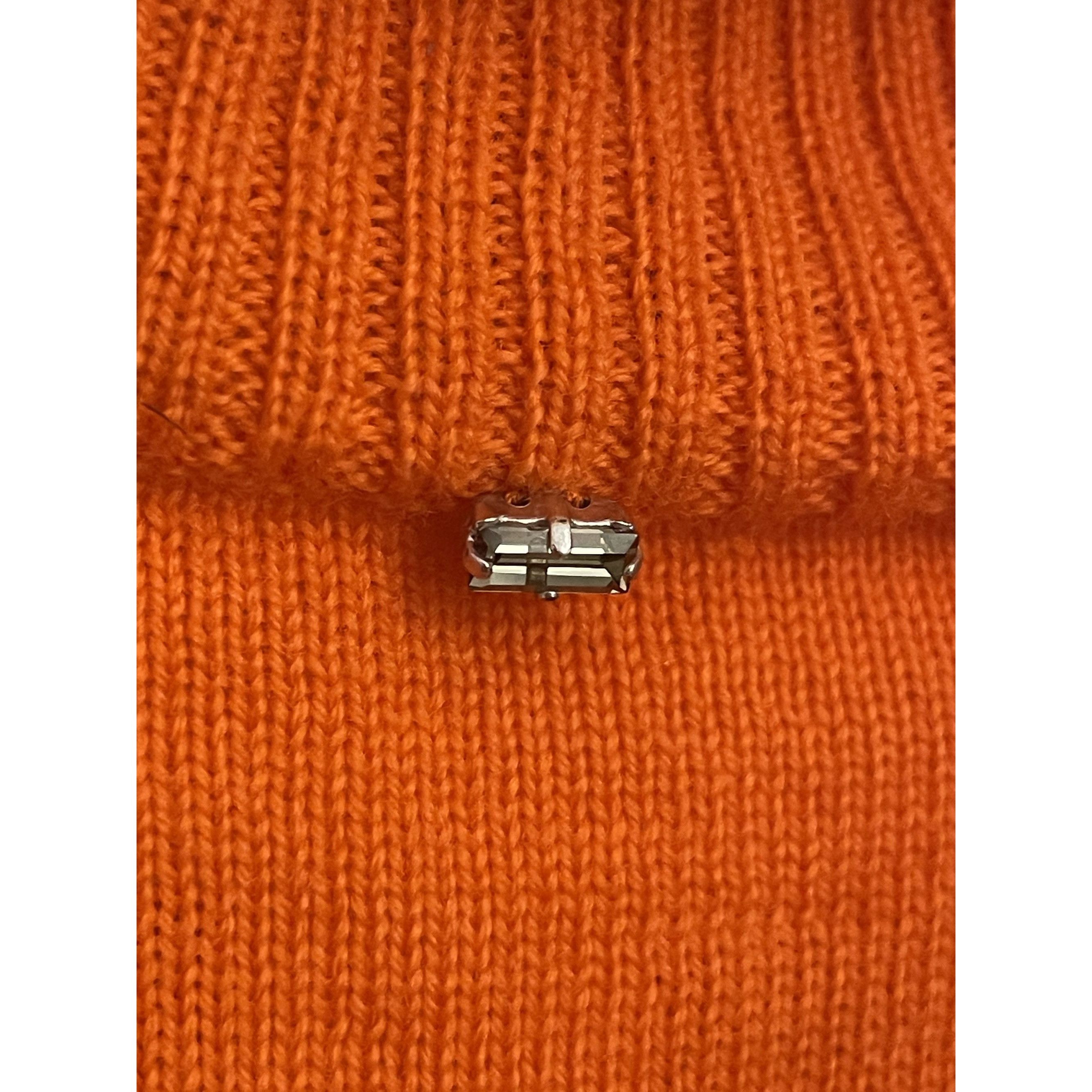 Sportmax SPORTMAX Sleeveless Orange Ribbed Turtleneck Sweater Top Wom Size S / US 4 / IT 40 - 10 Thumbnail
