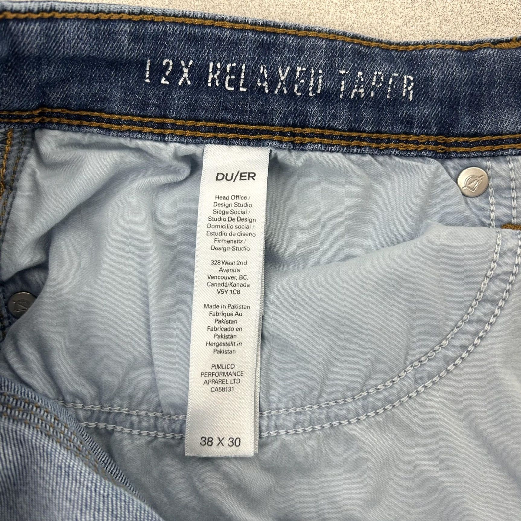 Denime DU/ER L2X Relaxed Taper Jeans Mens 38x29 Blue Medium Wash 5-Pocket Denim Stretch Size US 38 / EU 54 - 5 Thumbnail