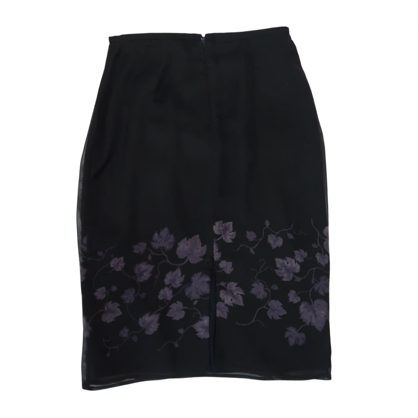Express VINTAGE Express Skirt Womens 6 Black 90s and Purple Leaf Pencil Size 28" / US 6 / IT 42 - 2 Thumbnail