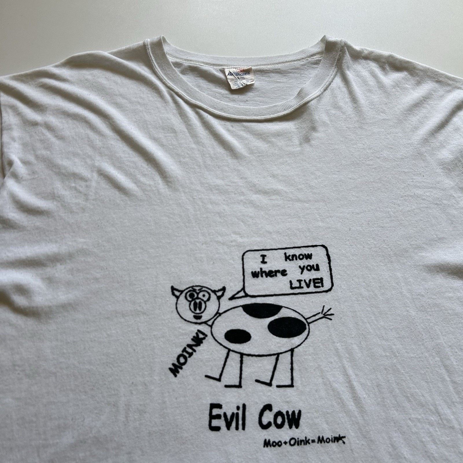 Vintage Vintage 90s Evil Cow T Shirt XL White Funny Animal Art Rare Size US XL / EU 56 / 4 - 2 Thumbnail