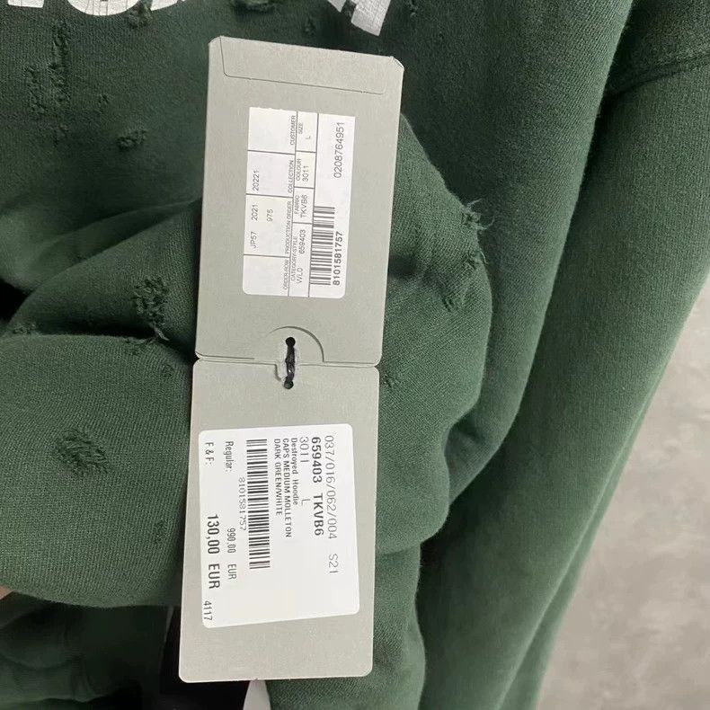 Balenciaga balenciaga's new green ripped print logo hoodie-2507 Size US S / EU 44-46 / 1 - 5 Thumbnail