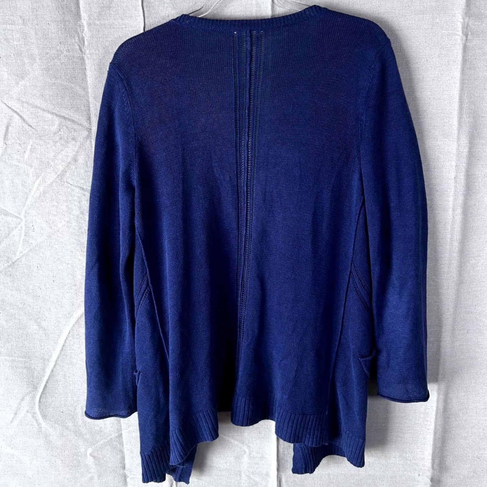 Eileen Fisher Eileen Fisher Sweater Womens PM Blue Petite Linen Open Front Cardigan Pockets Size M / US 6-8 / IT 42-44 - 4 Thumbnail