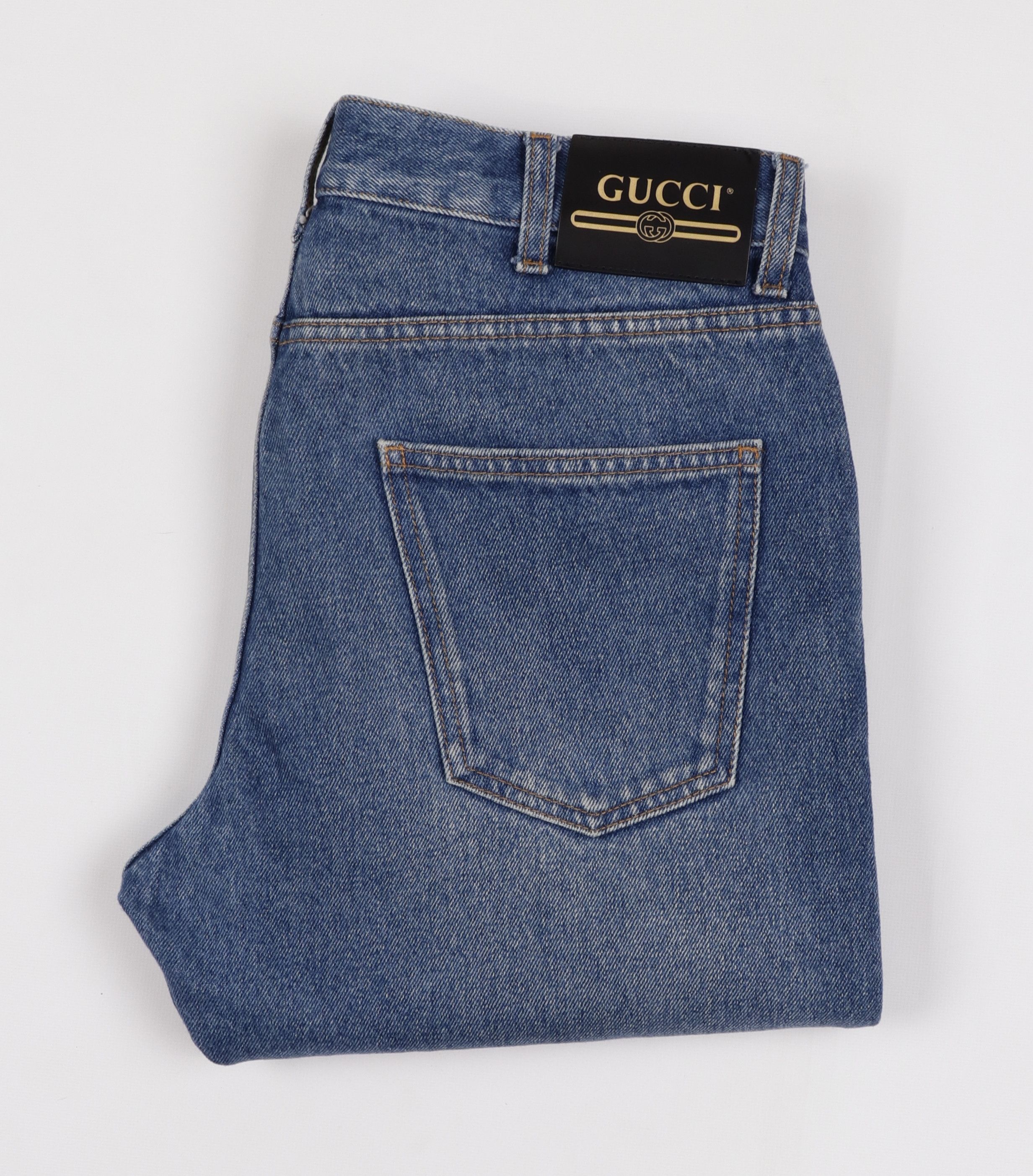 Gucci Men's Gucci Cotton Blue Jeans GG Web Patch Size W32-33" Size US 33 - 13 Thumbnail