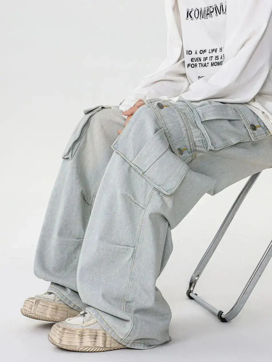 Japanese Brand Retro straight leg wide leg pocket jeans Size US 32 / EU 48 - 4 Thumbnail