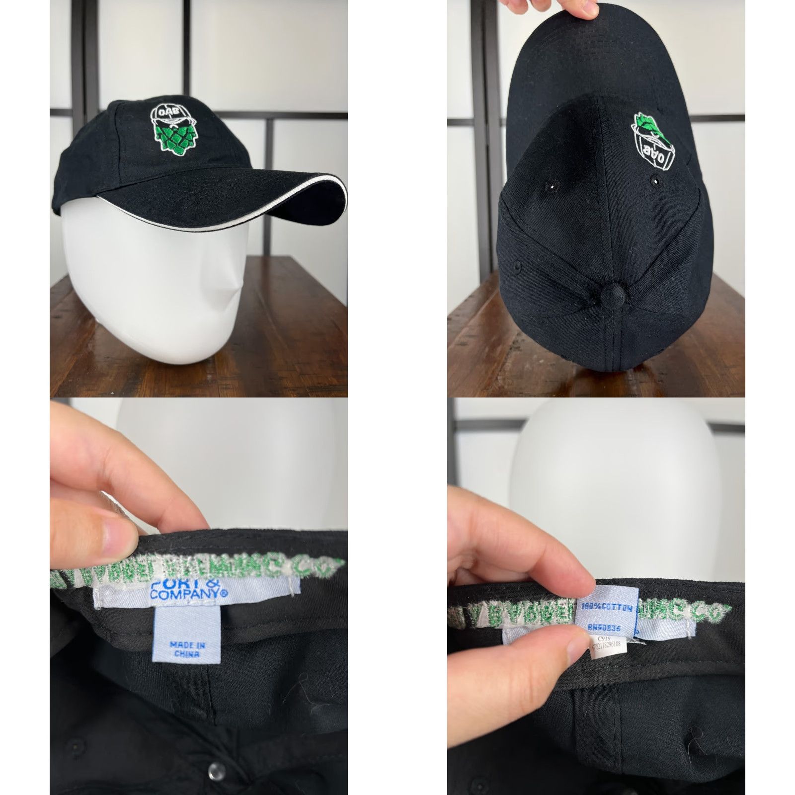 Vintage Over A Barrel Brewing Hat Cap Strap Back Mens Black Embroidered Brewery Cotton F Size ONE SIZE - 8 Thumbnail
