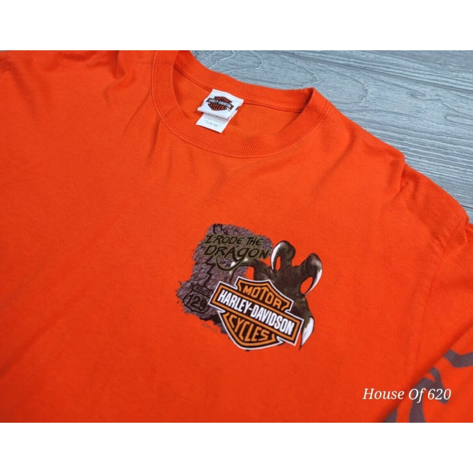 Harley Davidson VINTAGE Harley-Davidson T-Shirt Long Sleeve Orange 90s Smoky Mountains US129 L Mens Size US L / EU 52-54 / 3 - 5 Thumbnail