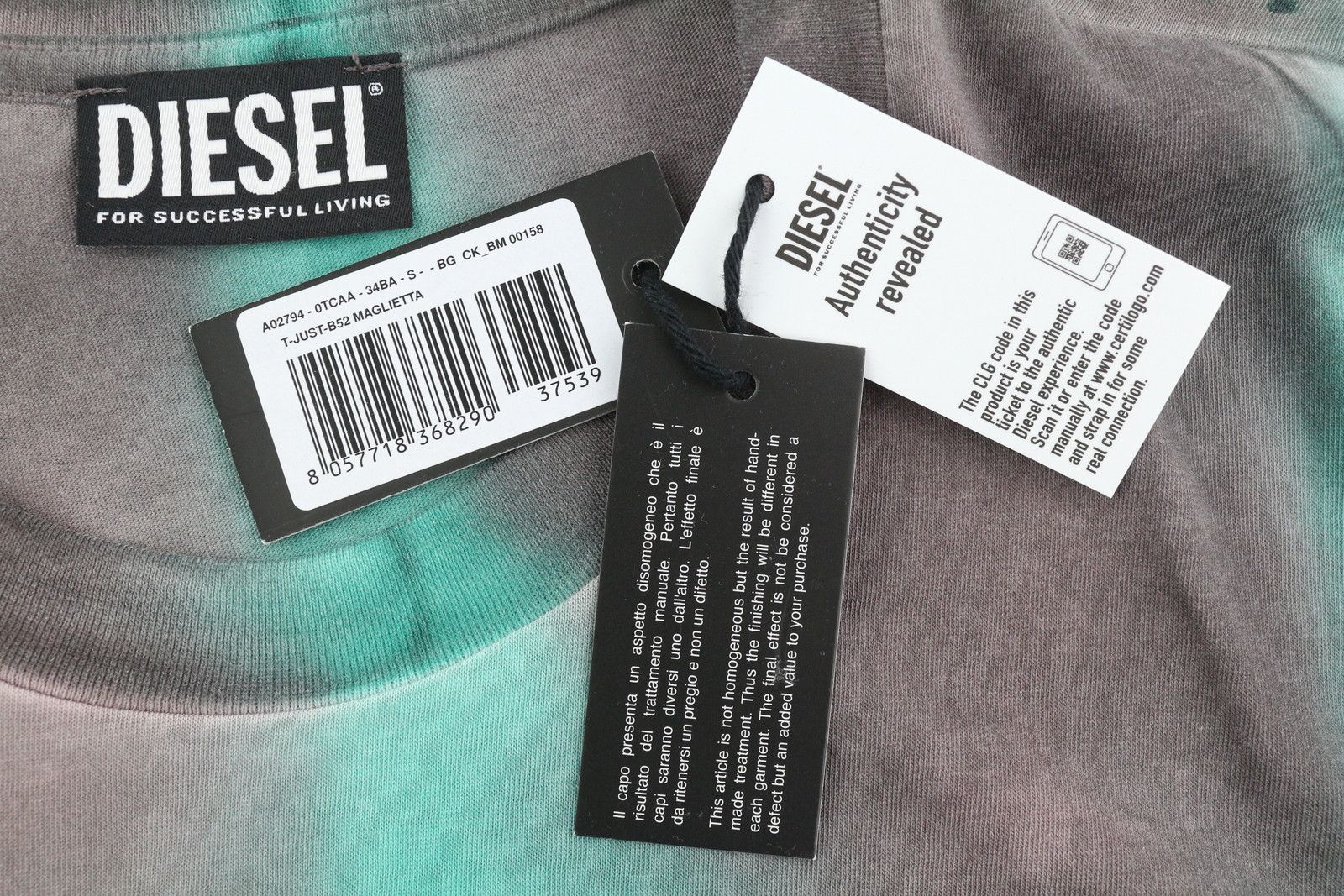Diesel T-JUST-B52 S Acid Wash Effect Logo T-Shirt 84106 Size US S / EU 44-46 / 1 - 5 Thumbnail