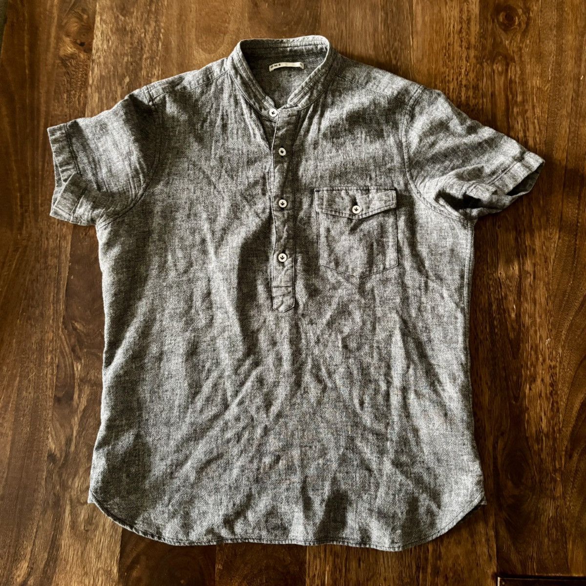 ONS ONS Linen Short-Sleeve Shirt Mandarin Collar Pullover Henley Size US S / EU 44-46 / 1 - 1 Thumbnail