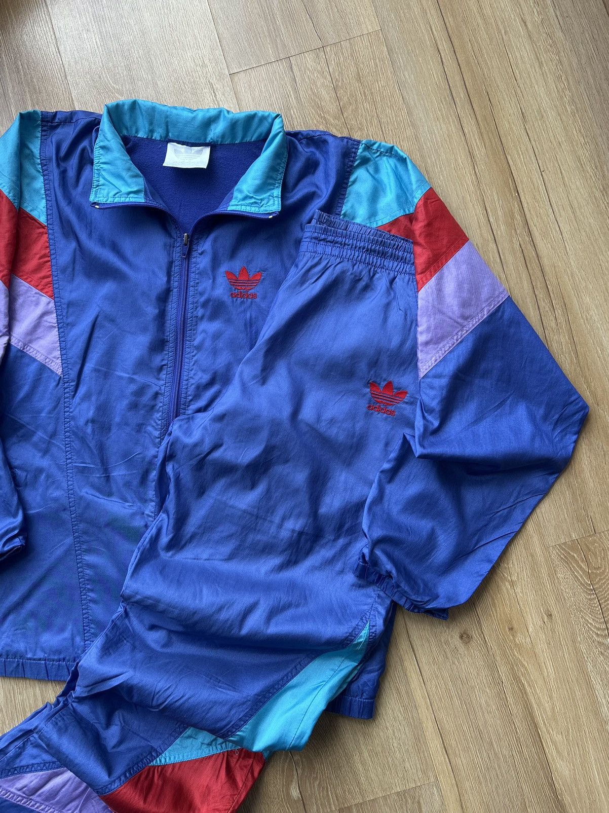 Adidas Vintage 80s Adidas Trefoil Y2K Retro Nylon Track Suit Size US L / EU 52-54 / 3 - 2 Thumbnail