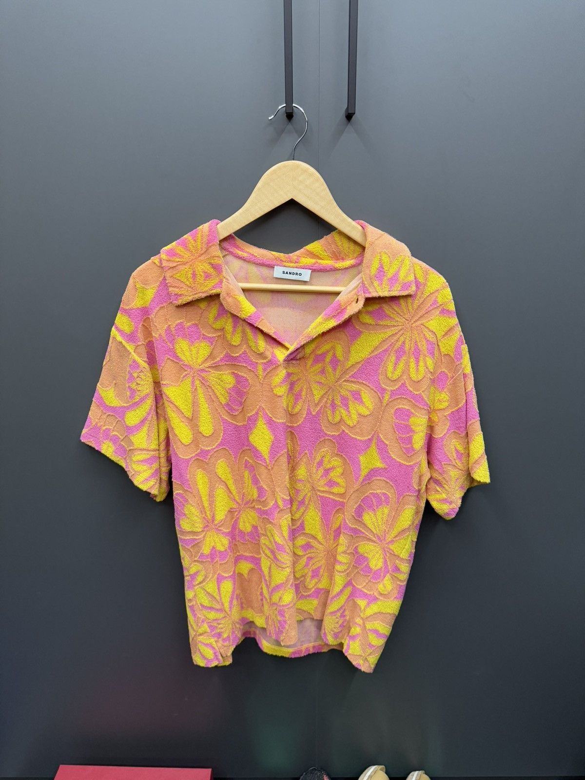 Sandro Sandro Paris Woven Knit Multicolor Flower Polo Shirt Size US M / EU 48-50 / 2 - 1 Thumbnail