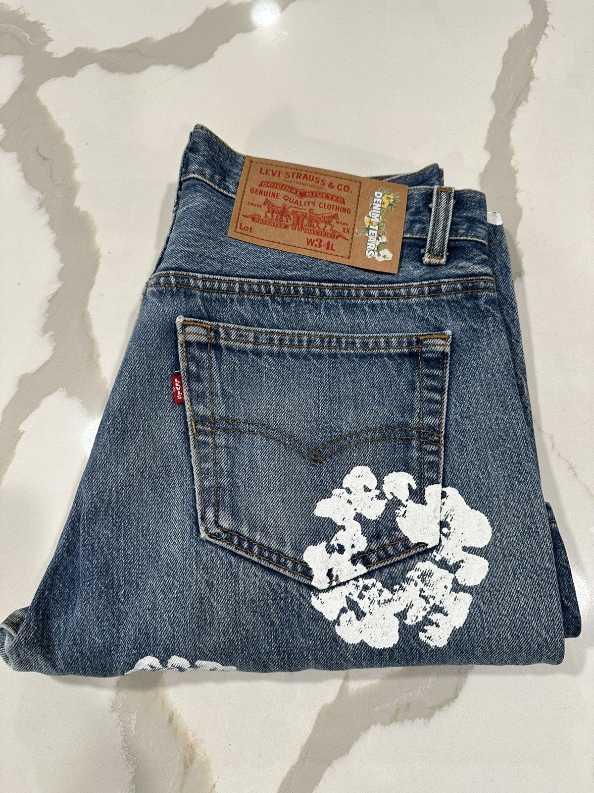 image of Denim Tears X Levi’S Vintage Jeans Cotton Wreath in Blue, Men's (Size 34)