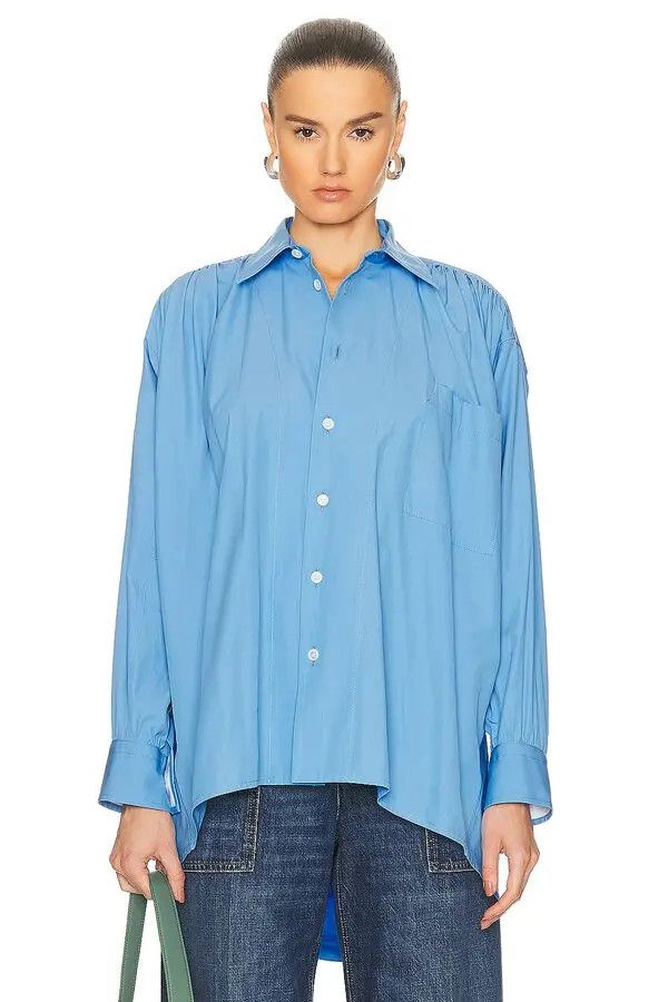 Bottega Veneta o1y0725 Solid Color Shirt in Light Blue Size XS / US 0-2 / IT 36-38 - 1 Thumbnail