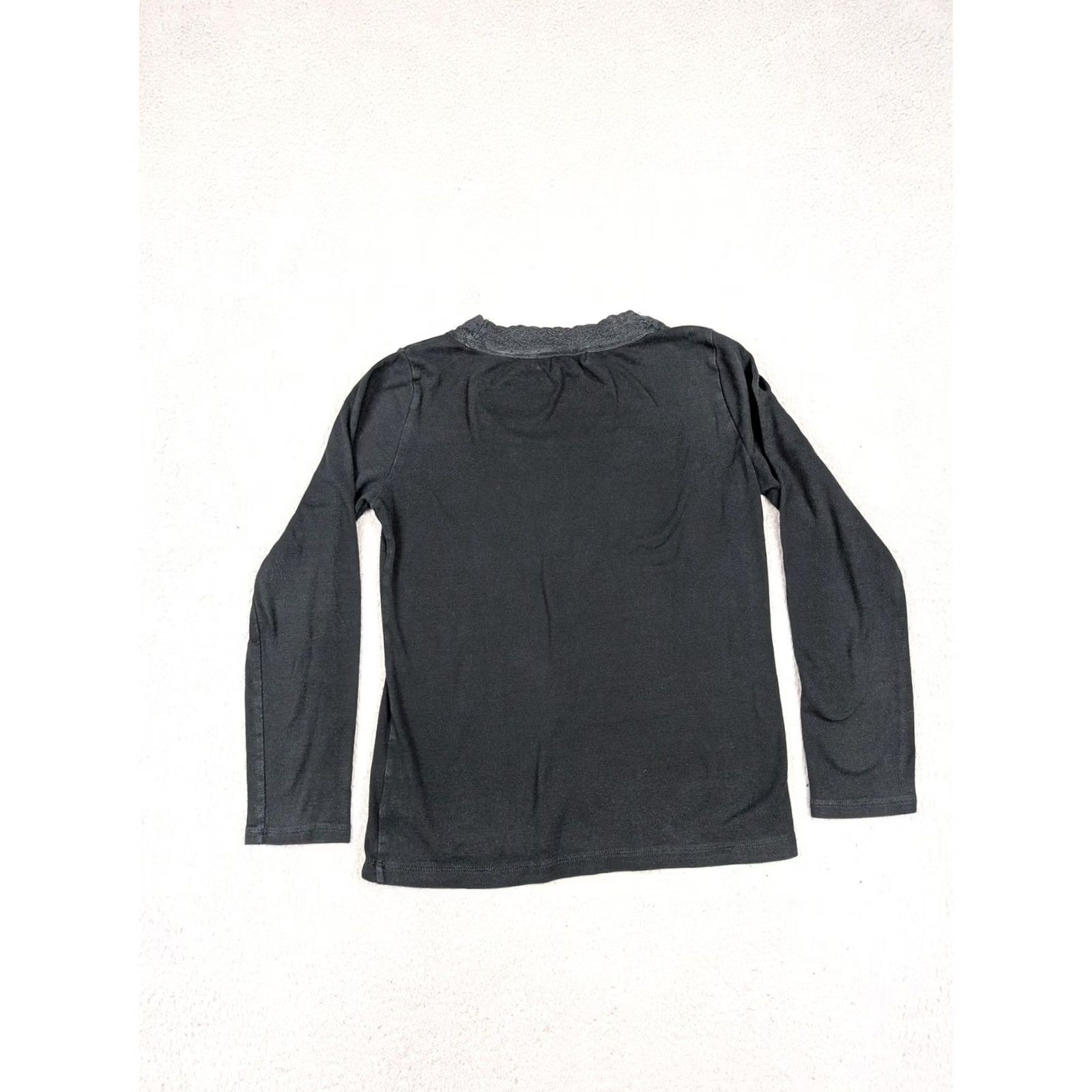 Ralph Lauren VINTAGE Lauren Ralph Lauren Shirt Womens Petite Medium Black Lace Henley LS Size M / US 6-8 / IT 42-44 - 7 Thumbnail