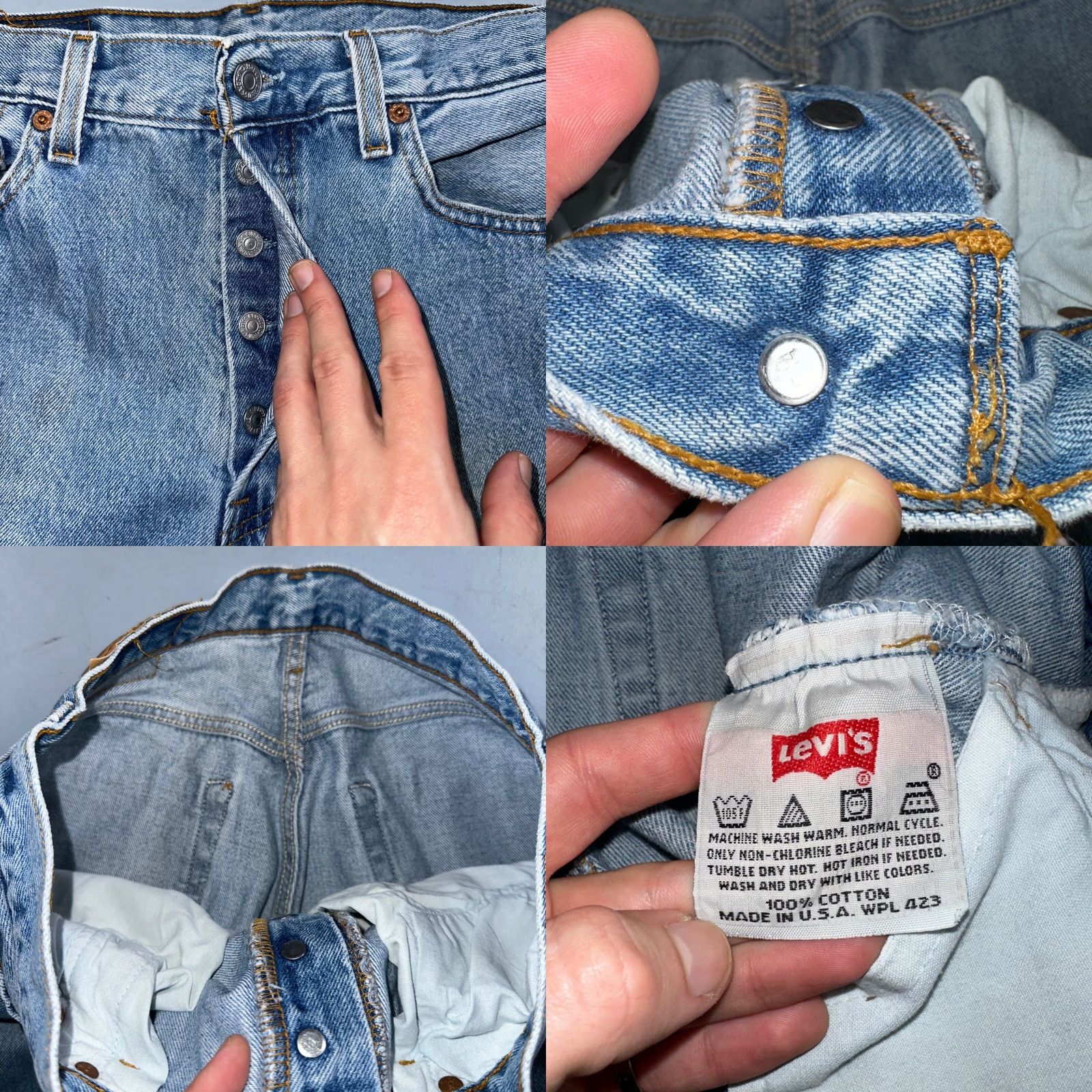 Levi's VINTAGE Levi's 501 Jeans Men 33x34 Light Wash Denim Straight Leg 90s USA Size US 33 - 8 Thumbnail