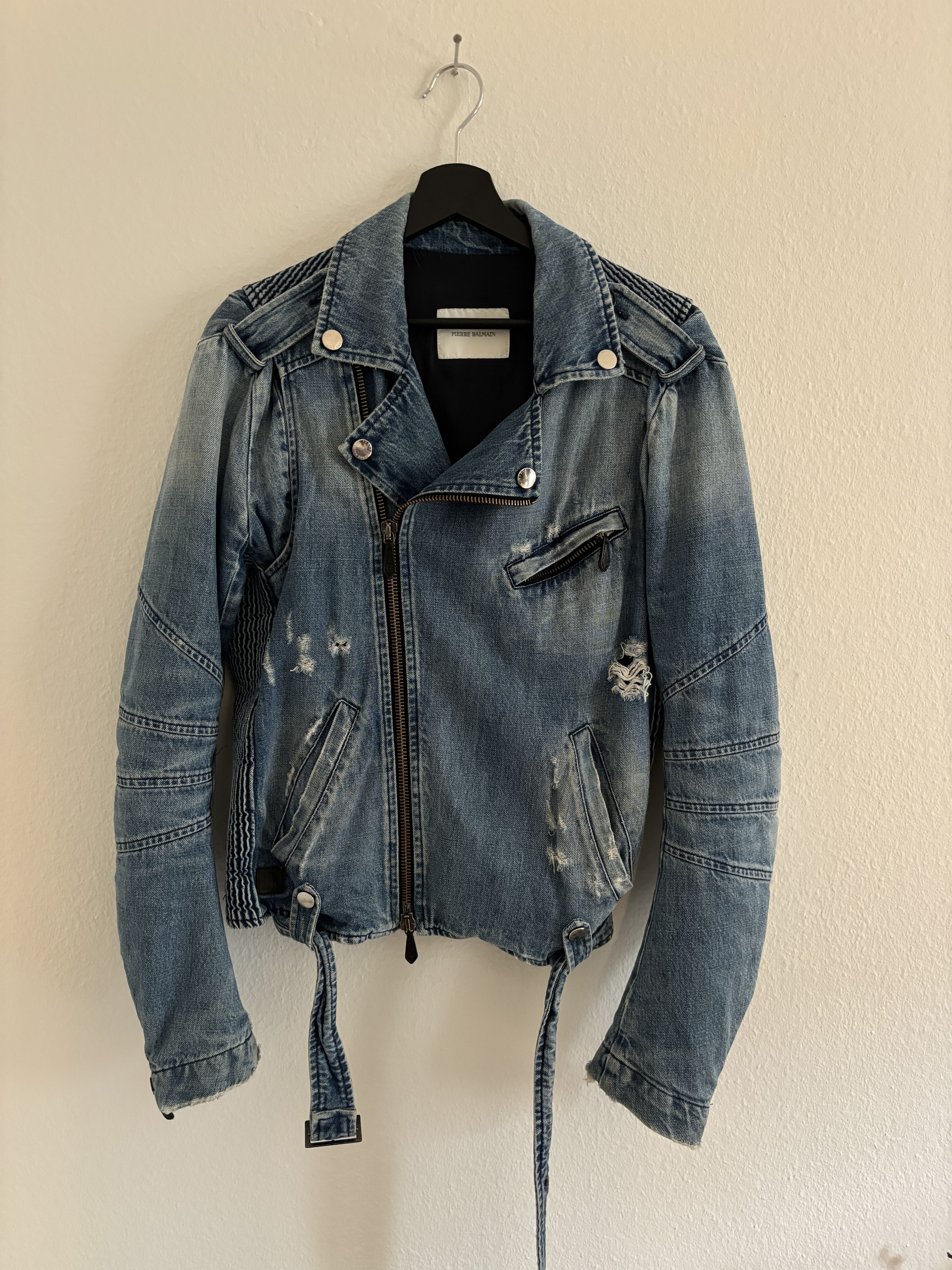 Balmain FW11 Decarnin Washed Blue Biker Denim - Ākaibu Store