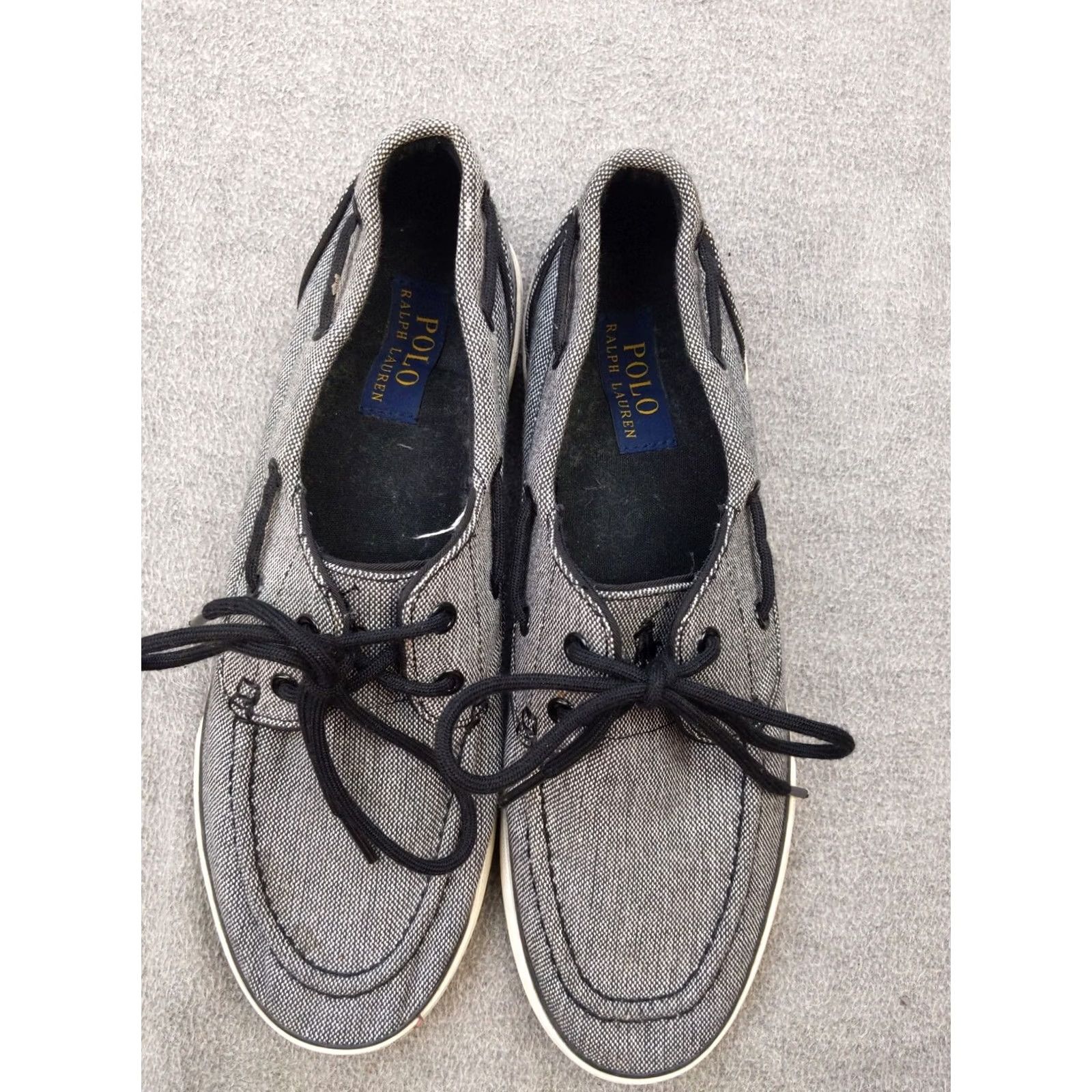 Polo Ralph Lauren Polo Ralph Lauren Shoes Mens 11 Black Gray Canvas Boat Deck Casual Sneakers Mens Size 11 Gray Black Boat Shoe Style Polo Ralph Lauren Vaughn Size US L / EU 52-54 / 3 - 2 Thumbnail