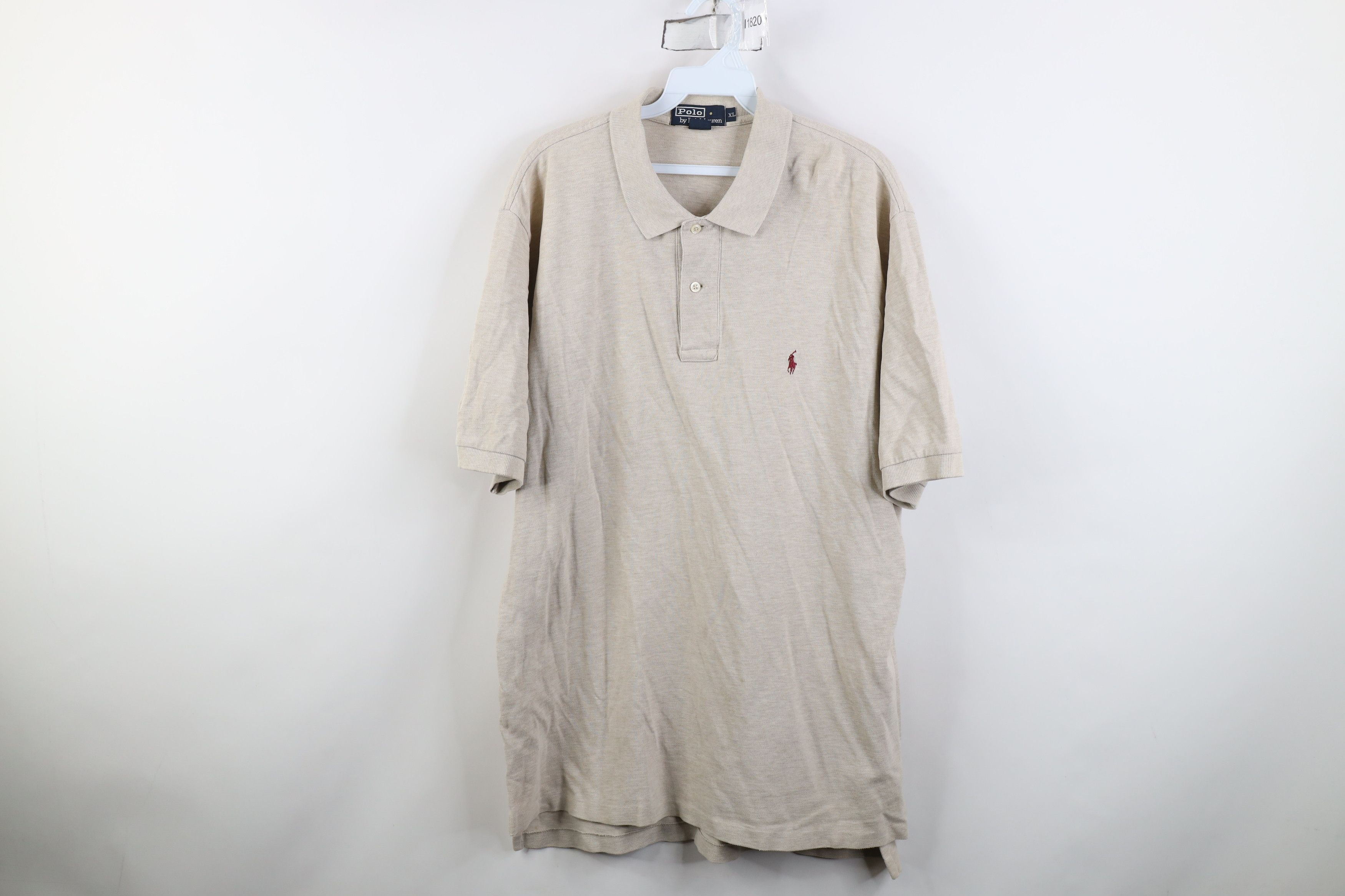 Ralph Lauren Vinage 90s Ralph Lauren Knit Collared Golf Polo Shirt Beige Size US XL / EU 56 / 4 - 1 Thumbnail