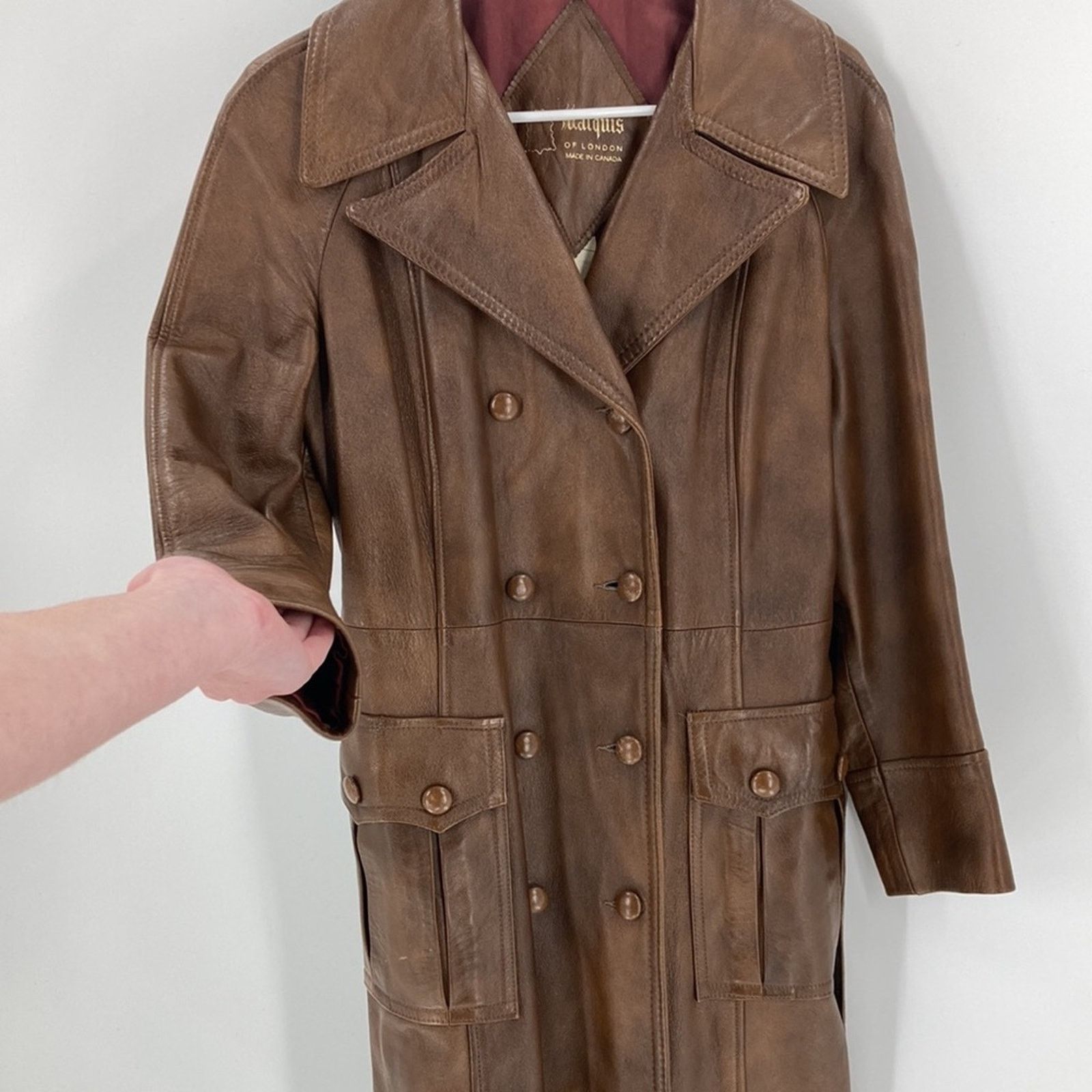 Vintage Vintage Marquis of London faux Leather Trench Coat size L Size L / US 10 / IT 46 - 3 Thumbnail