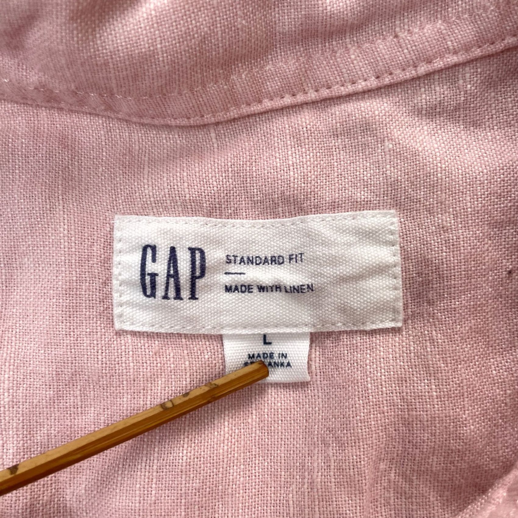 Gap Gap Shirt Mens Large Pink Linen Button Up Short Sleeve Collared Knit? Size US L / EU 52-54 / 3 - 3 Thumbnail