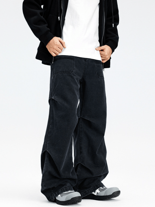 Japanese Brand American patchwork all-match straight black cargo jeans Size US 33 - 1 Thumbnail
