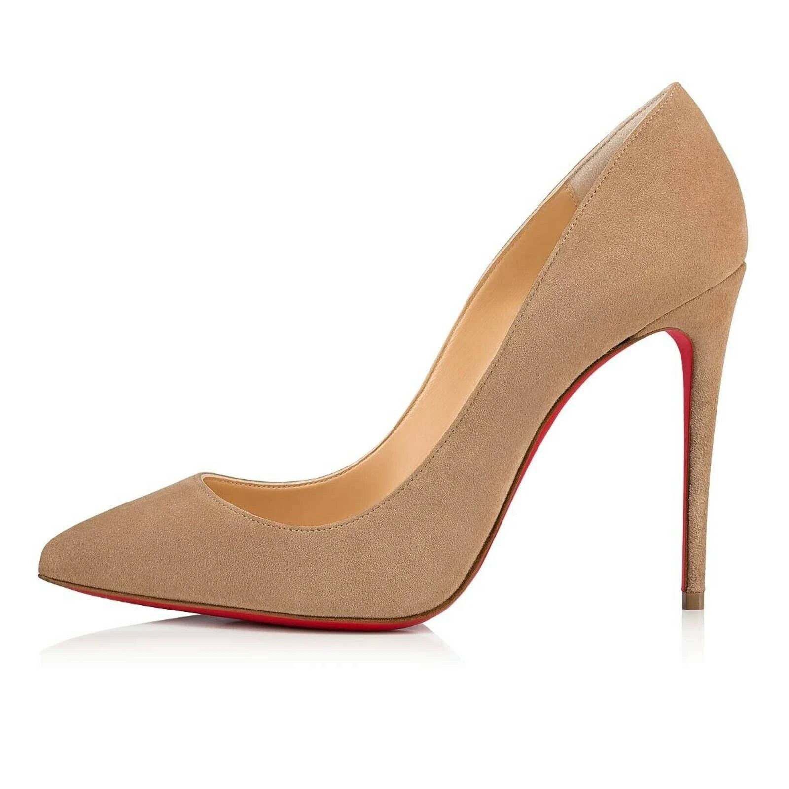 Christian Louboutin Pigalle Follies 100 Nocciola Nude Beige Suede Heel Pump 42 Size US 12 / IT 42 - 3 Thumbnail
