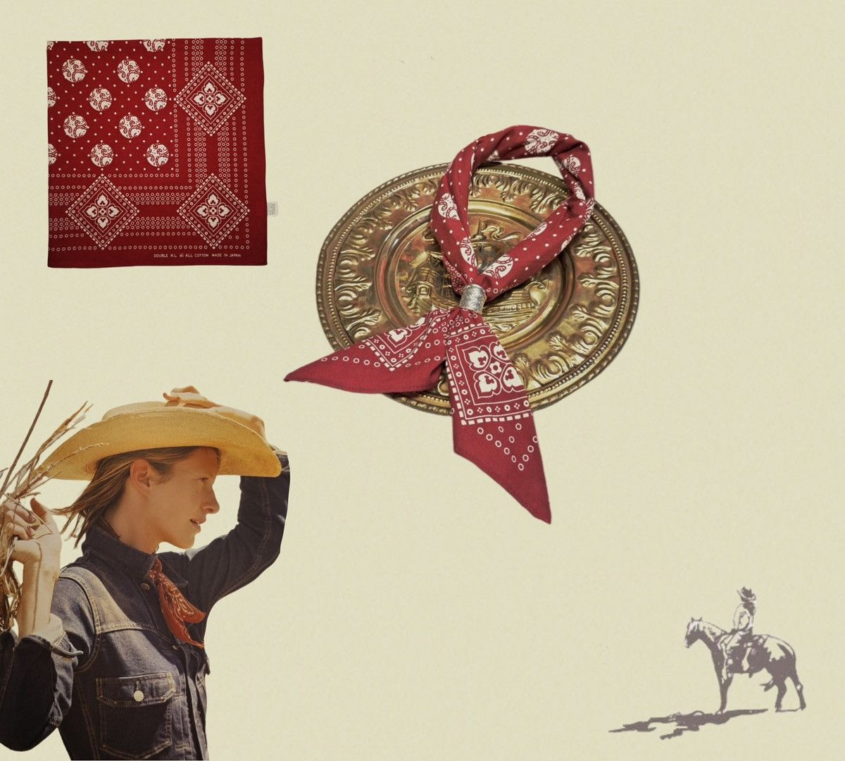 RRL Ralph Lauren RRL Vintage Printed Bandanna COTTON Scarf handkerchief Size ONE SIZE - 2 Thumbnail