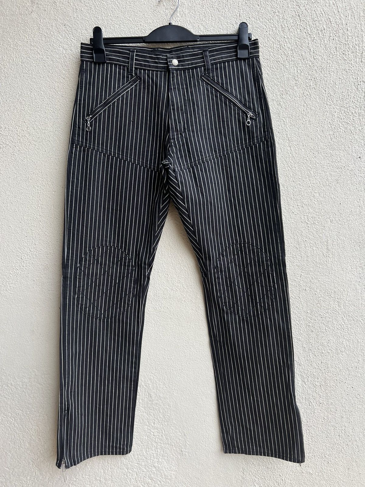 Designer Vintage Unknown Japan Brand Stripe Knee Patch Pant Size US 31 - 7 Thumbnail