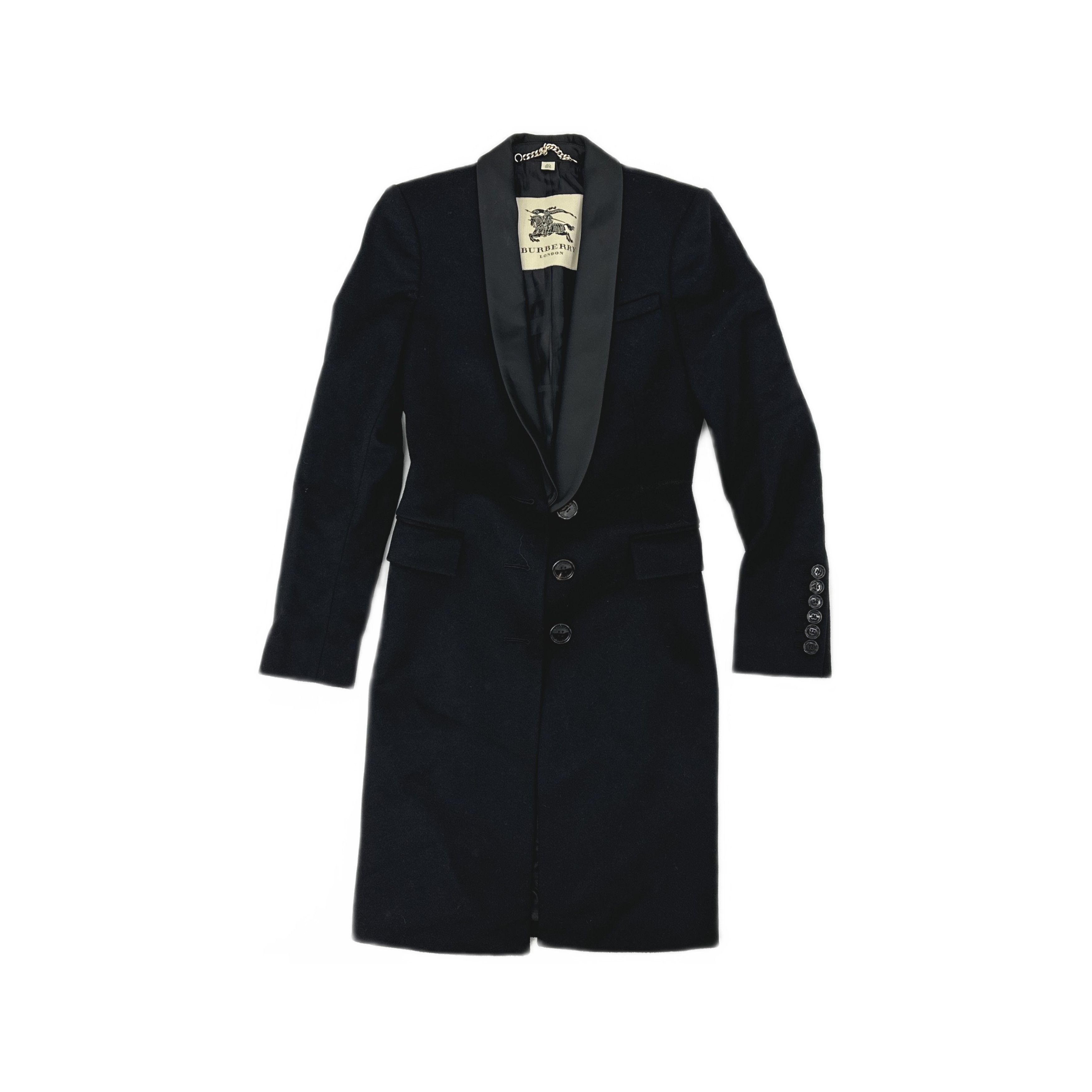 Burberry Burberry Satin Lapel Wool Coat Size 2 Size XS / US 0-2 / IT 36-38 - 1 Thumbnail