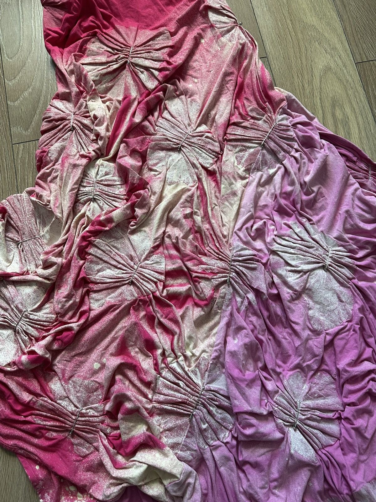 Designer Pink wax skirt asymmetric experimental structure school Size 27" / US 4 / IT 40 - 3 Thumbnail