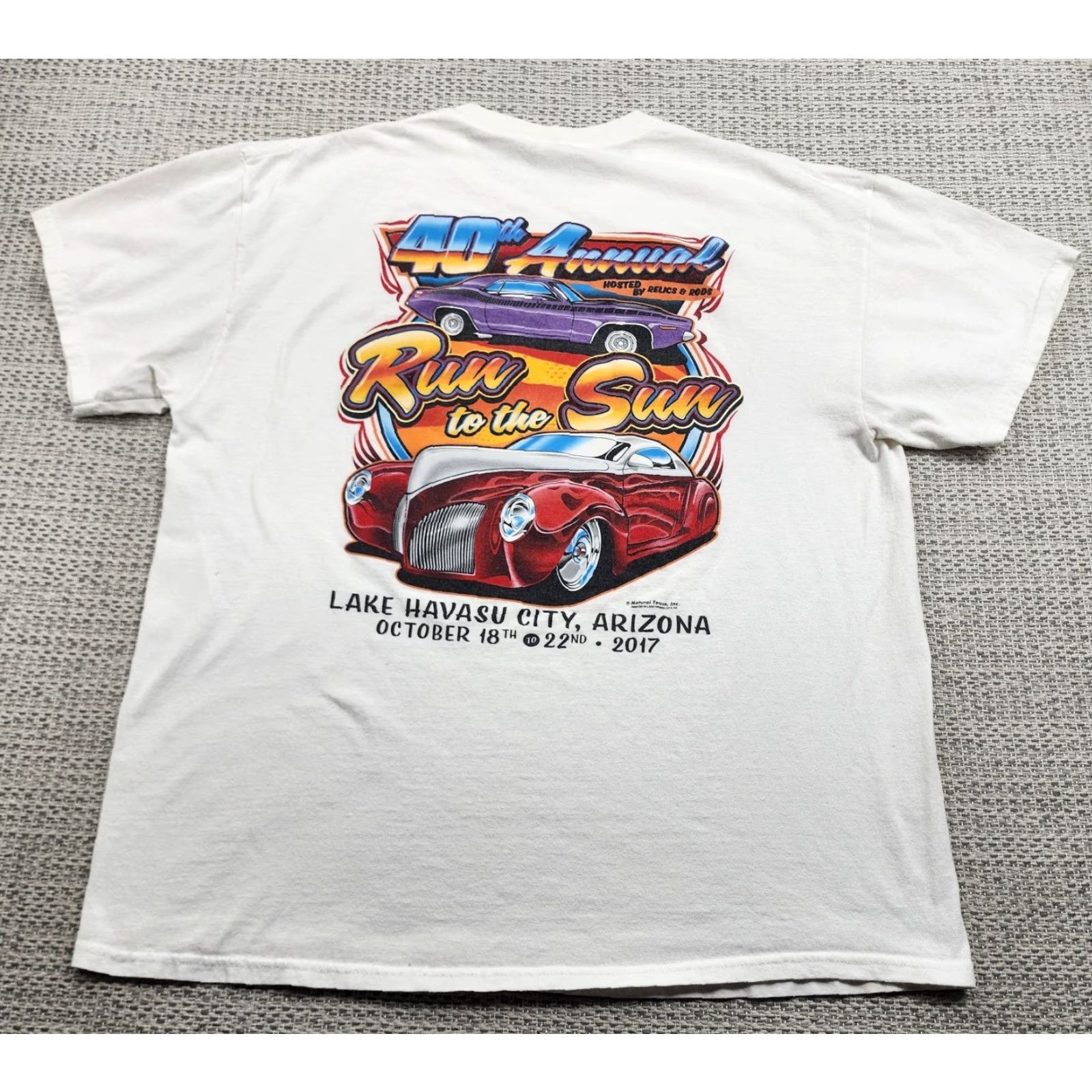 Anvil VINTAGE Relics & Rods Run to the Sun Shirt Mens XL White 40th Annual 2017 Lake Havasu City AZ Cars Event T‑Shirt Size US XL / EU 56 / 4 - 2 Thumbnail