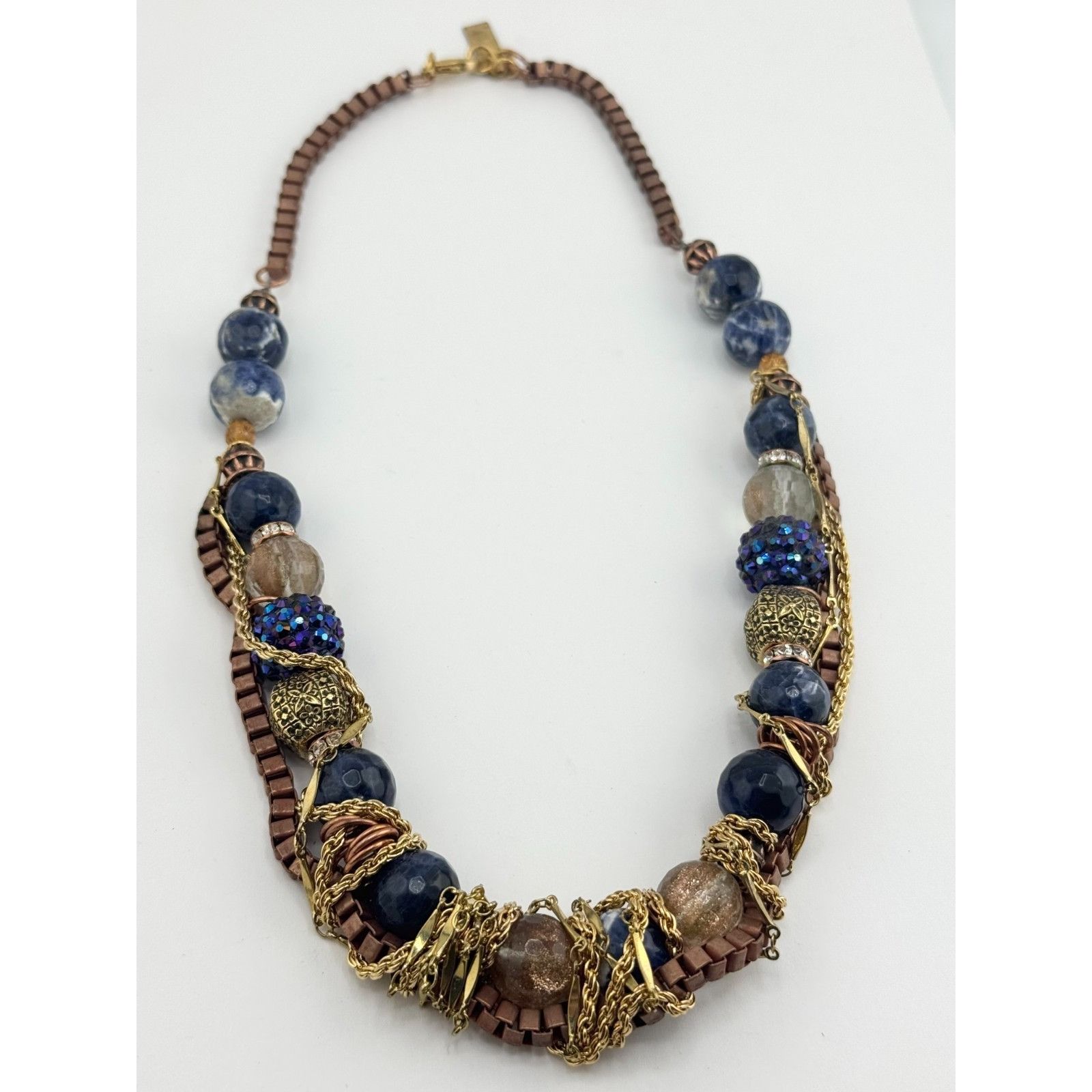 Vintage Vintage blue crystal glass and rhinestone chain collar neckl Size ONE SIZE - 3 Thumbnail