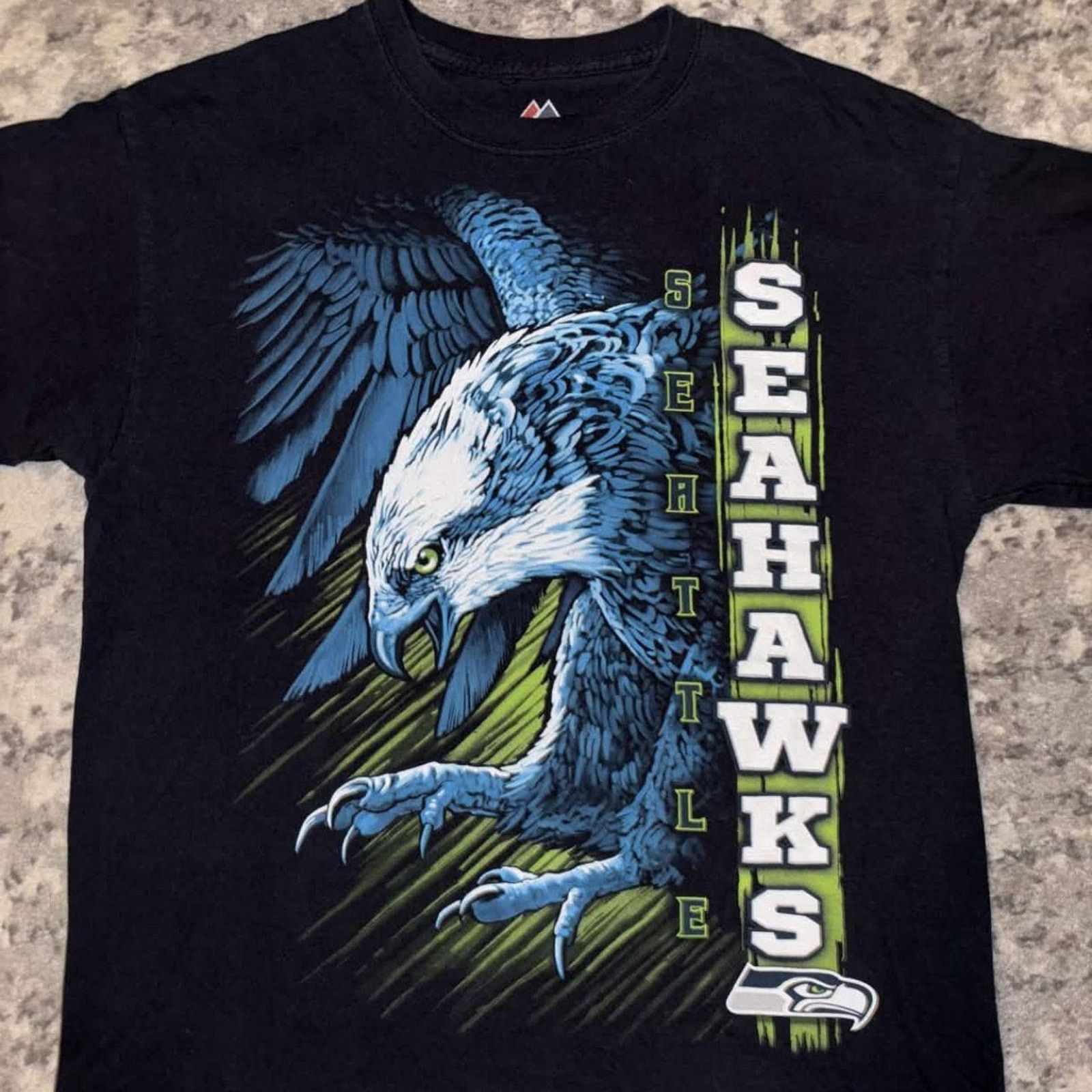 Majestic 00s Seattle Seahawks Airbrush Cartoon Graphic Size US L / EU 52-54 / 3 - 3 Thumbnail