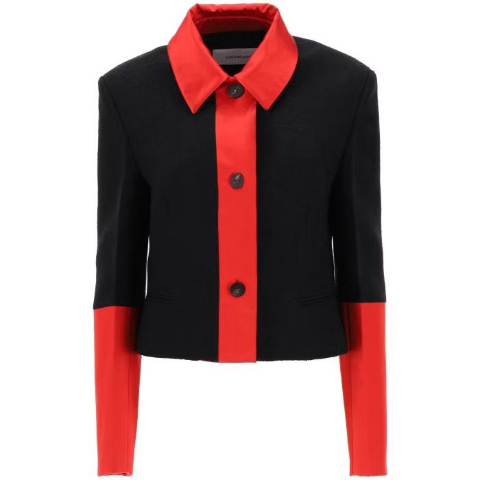image of Salvatore Ferragamo O1S22I1N0524 Cropped Jacket In Black, Women's (Size Medium)