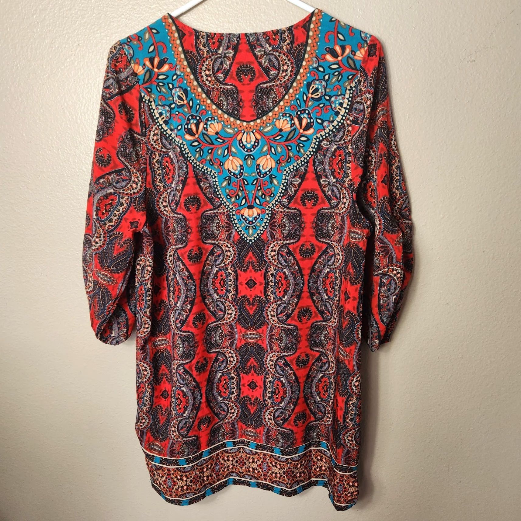 Vintage NLW Boho Paisley Mixed Print Mini Shift Dress-Size L (NWT) Size L / US 10 / IT 46 - 7 Thumbnail
