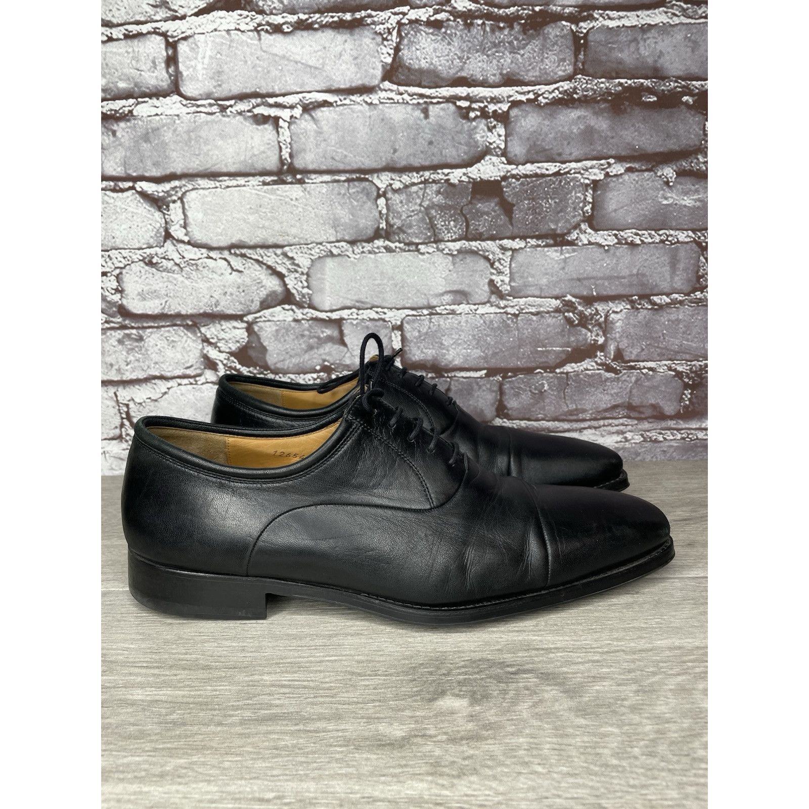 Magnanni Magnanni Black Leather Cap Toe Lace Up Oxfords Dress Shoes M Size US 10 / EU 43 - 23 Thumbnail