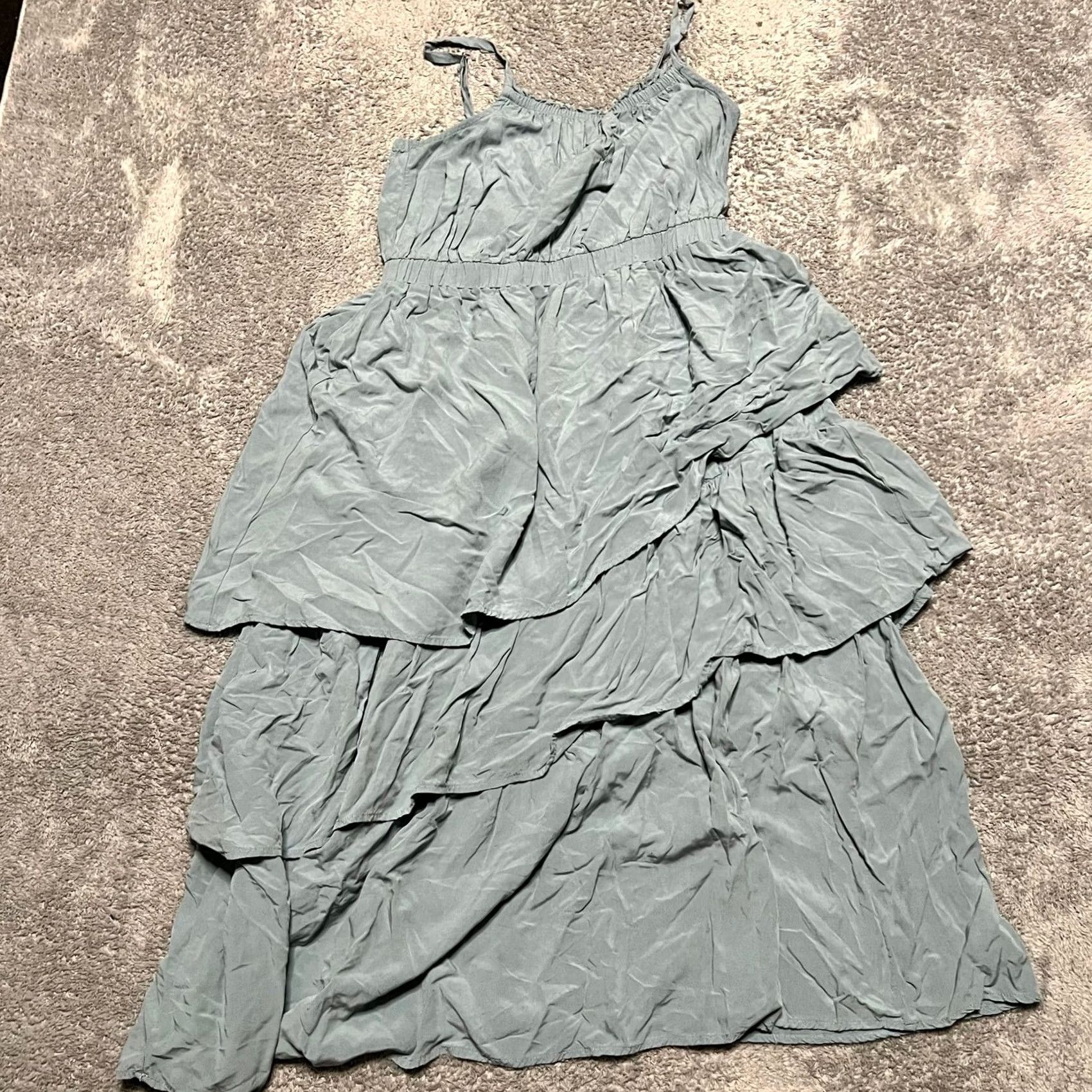 Vintage Evereve Dress Womens L Green Sleeveless Tank Tiered Midi Summer Size L / US 10 / IT 46 - 2 Thumbnail