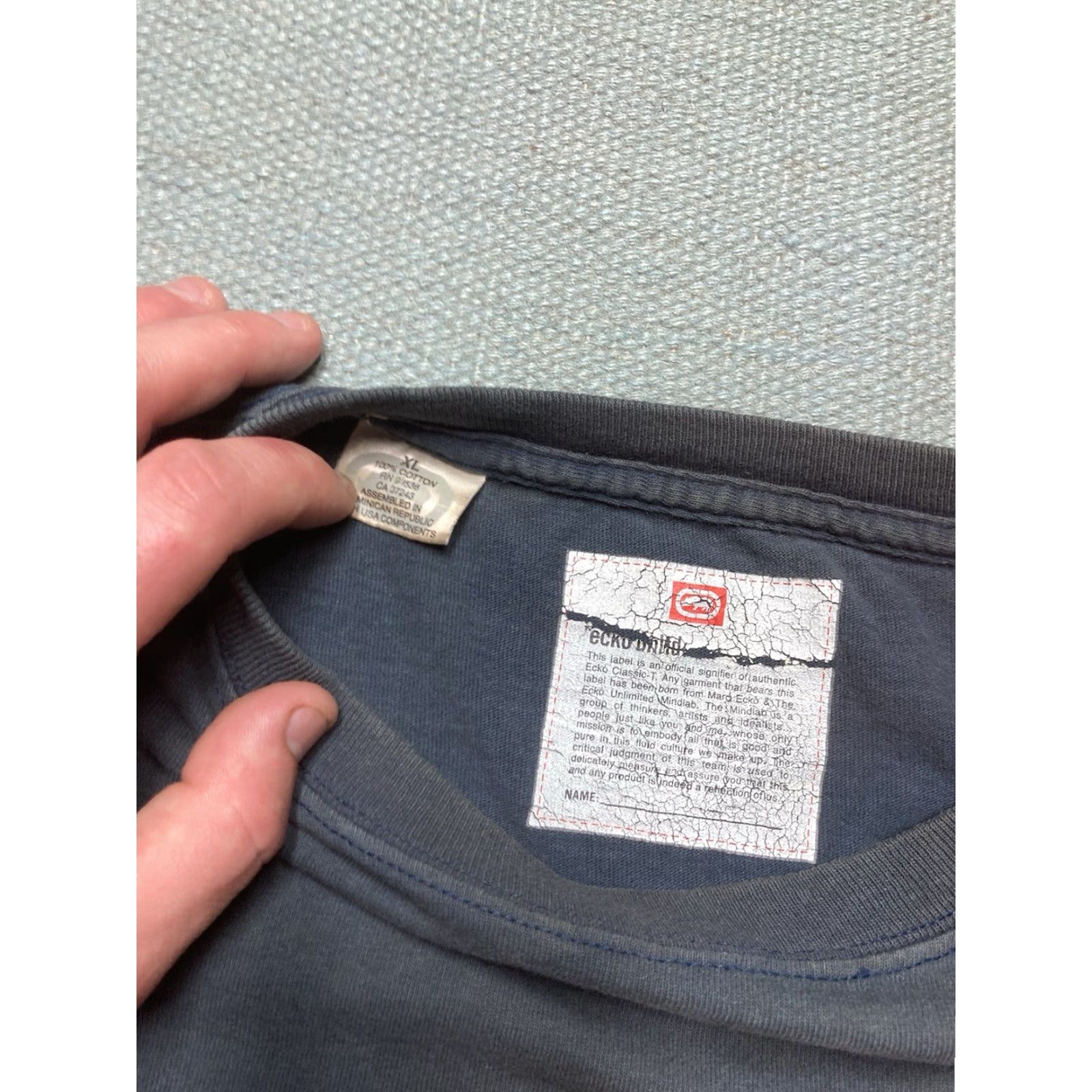 Ecko Unltd. VINTAGE Ecko Unltd T-Shirt Long Sleeve Complex ID Standards Rhino Graphic Faded Blue XL Men / Tshirt Size US XL / EU 56 / 4 - 6 Thumbnail