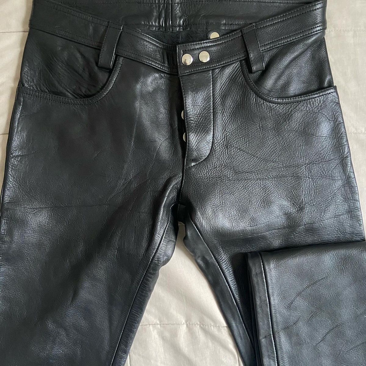 image of Mr B 100% Leather Bondage Pants in Black, Men's (Size 30)