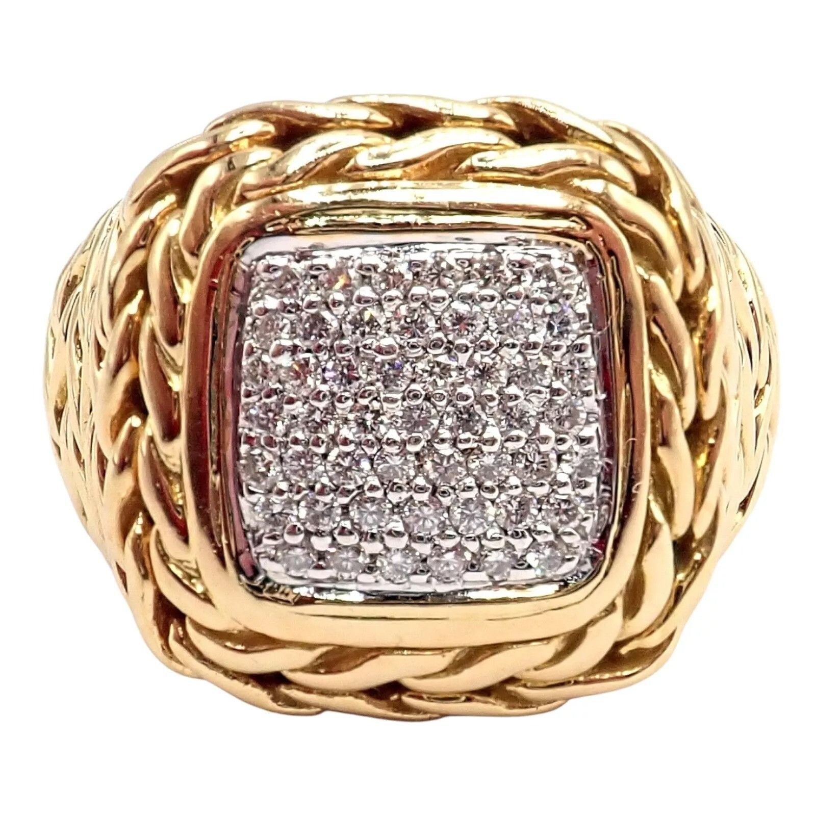 The Unbranded Brand John Hardy 18k Yellow Gold Diamond Signet Signature Ring Size ONE SIZE - 11 Thumbnail