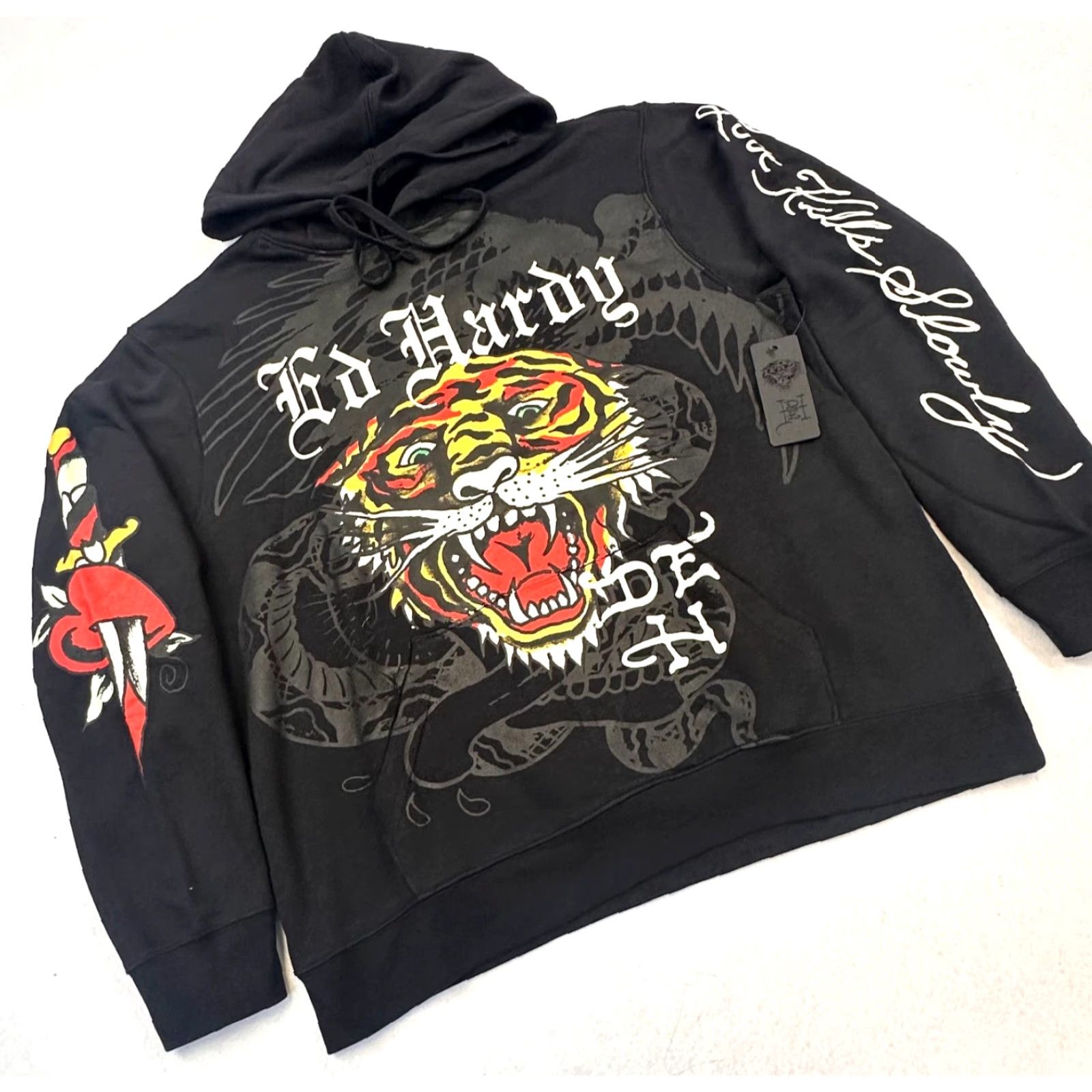 Ed Hardy Ed Hardy Y2K Snake Eagle AOP Double Sided Graphic Pullover Hoodie Men XL Multicolor Size US XL / EU 56 / 4 - 2 Thumbnail