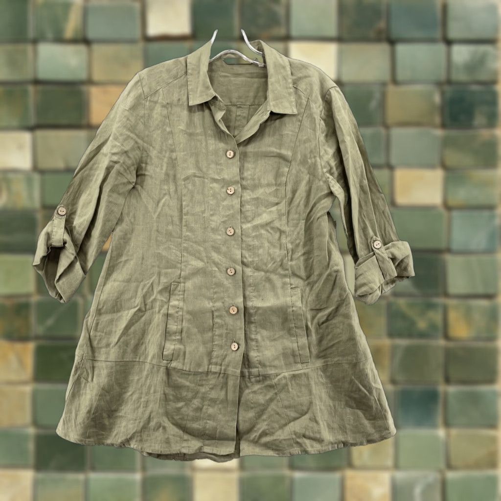 Soft Surroundings Soft Surroundings Linen Tunic Shirt Women Small Olive Coastal Boho Beach Olive Green Linen Tunic Shirt Women Small Beach Boho Chic 90s? Size L / US 10 / IT 46 - 1 Thumbnail
