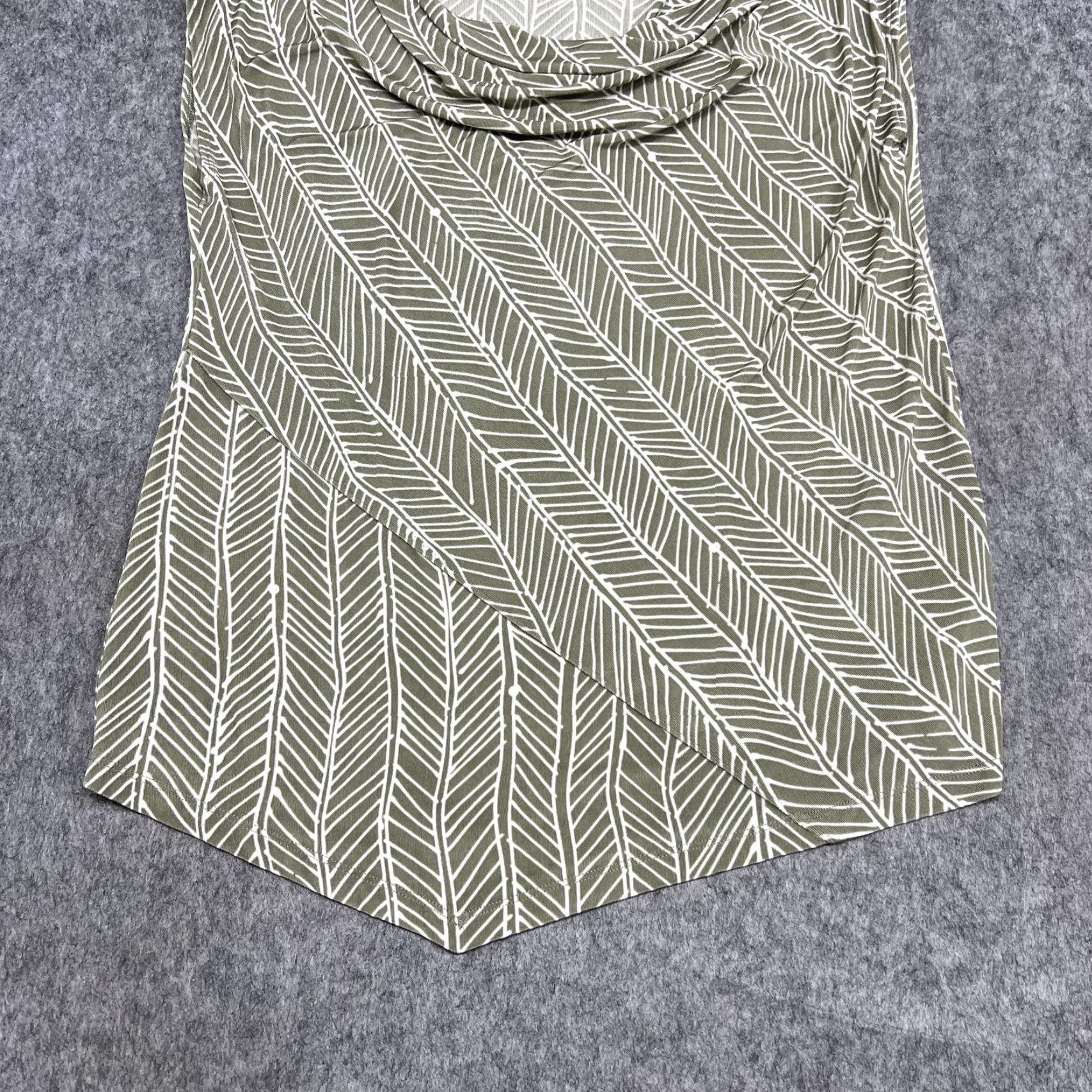 Vintage Chicos Shirt Womens 2 Green Cowl Neck Sleeveless Tunic Top Travelers Geometric Print Casual Summer Flexible Size XS / US 0-2 / IT 36-38 - 5 Thumbnail
