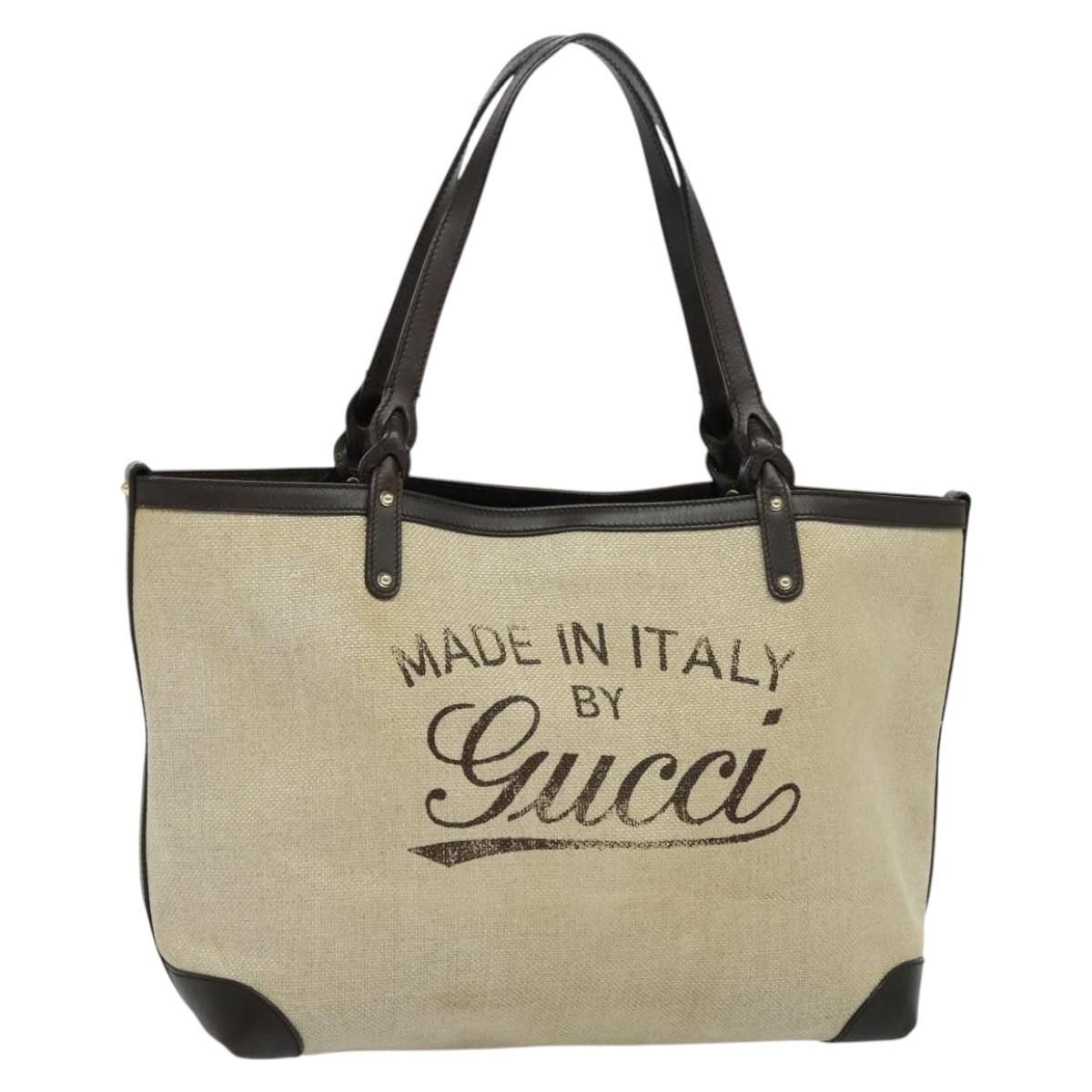 Gucci Tote Bag Canvas Beige Gold, Women's