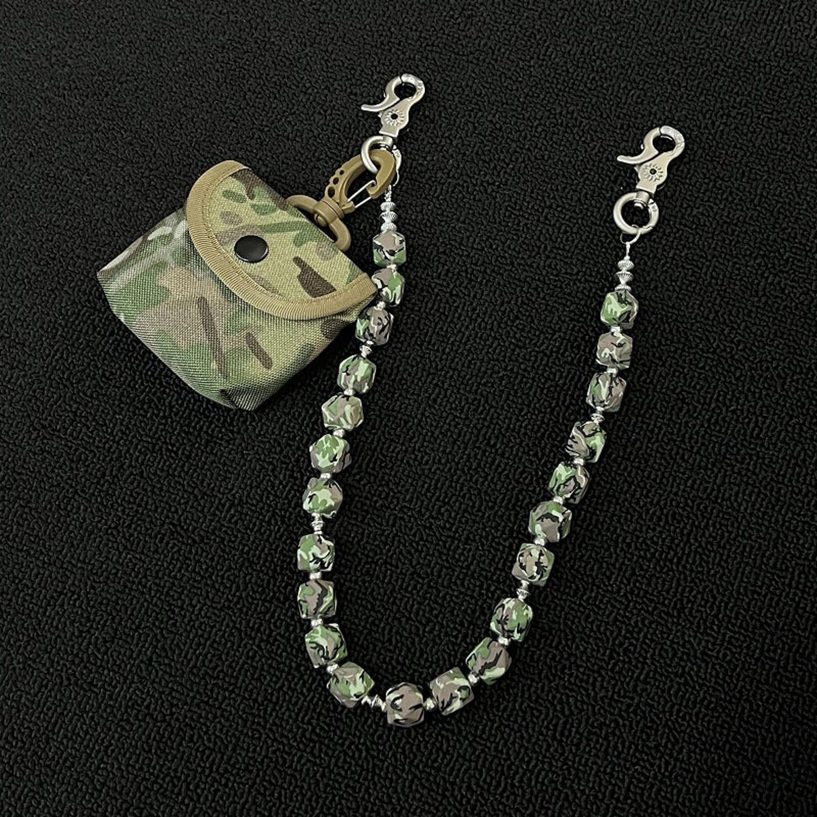 Jewelry Camouflage Beaded Wallet Chain with Pouch, Pants Chain Size ONE SIZE - 4 Thumbnail