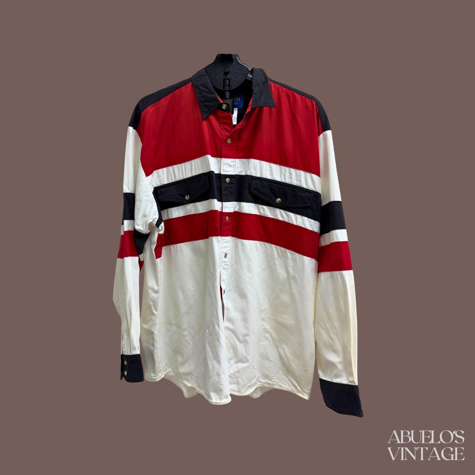 Wrangler VTG Western Shirt | Wrangler Red Colorblock | Workwear Size US XL / EU 56 / 4 - 1 Thumbnail