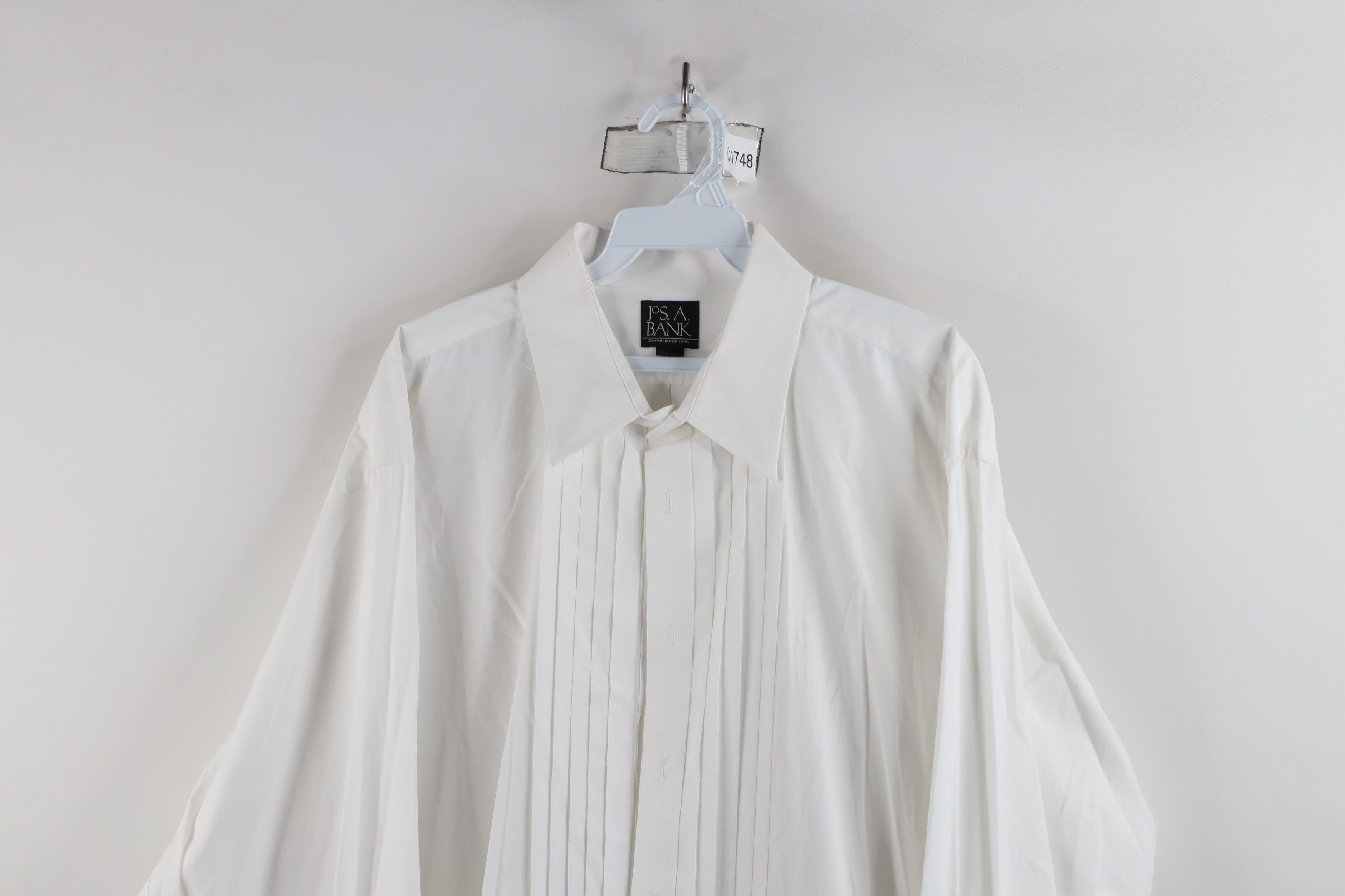 Jos. A. Bank × Vintage Jos A Bank French Cuff Tuxedo Prom Button Dress Shirt White Size US M / EU 48-50 / 2 - 2 Thumbnail
