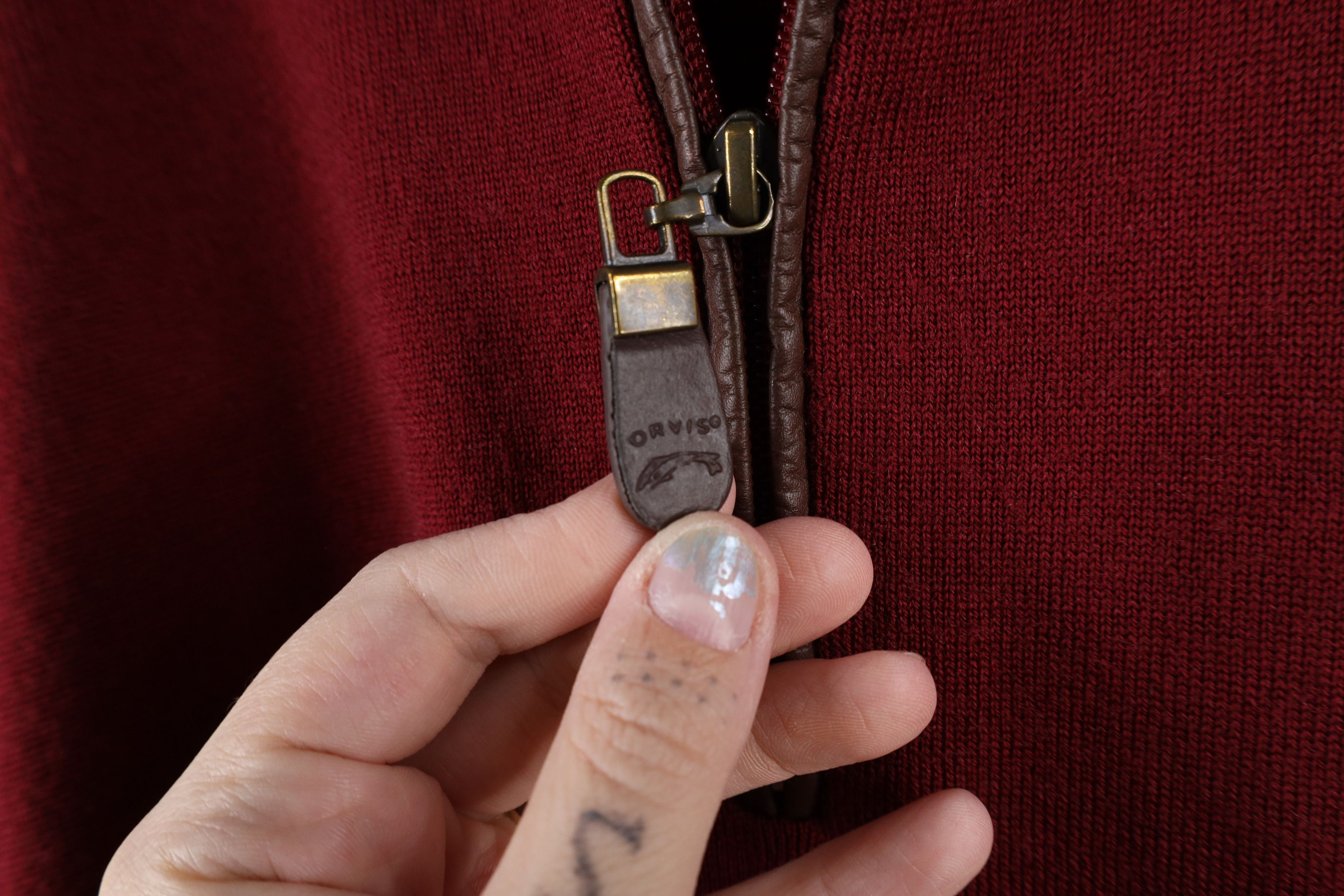Orvis × Vintage Vintage Orvis Merino Wool Leather Trim Half Zip Sweater Size US XL / EU 56 / 4 - 6 Thumbnail