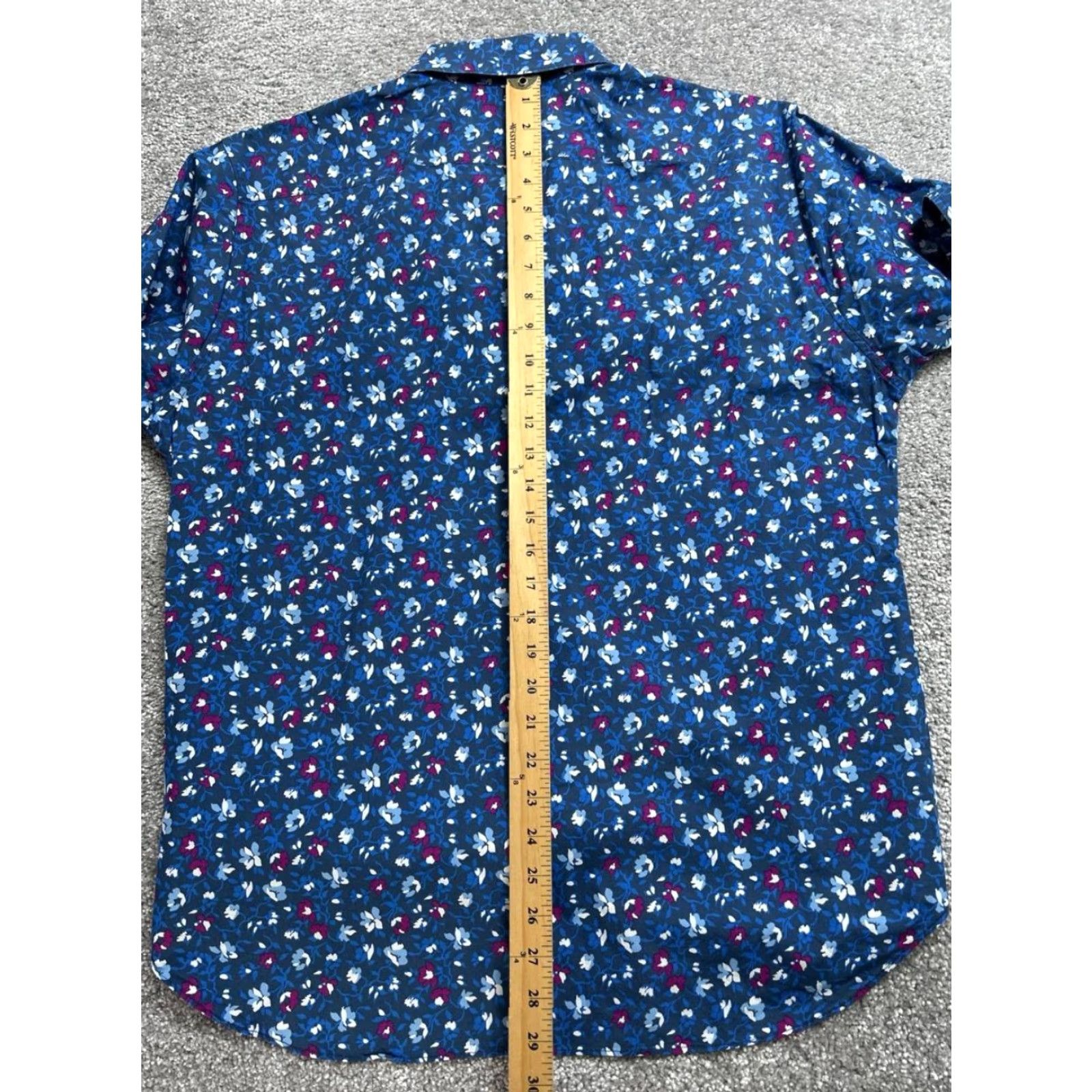 Bonobos Bonobos Shirt Mens Large Blue Cotton Floral Allover Print Slim Fit Button Up Size US L / EU 52-54 / 3 - 6 Thumbnail